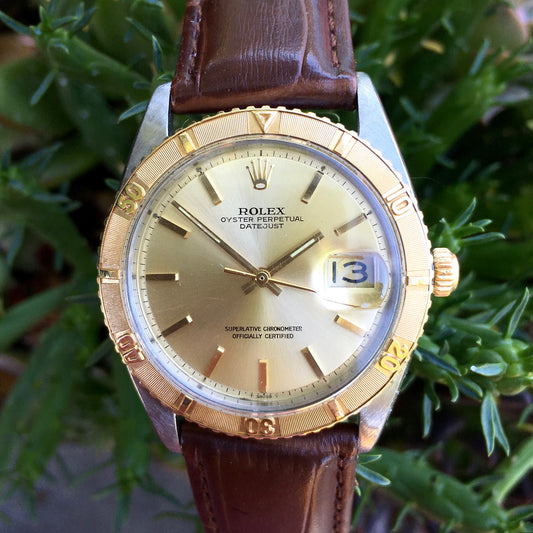 Vintage Rolex Thunderbird Datejust 1625 Champagne Two Tone 14K Steel 1964 Cal. 1570 Watch - Hashtag Watch Company