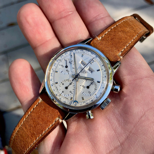 Vintage Heuer Carrera 12 Dato 2547S Valjoux 72C Steel Triple Date Chronograph Wristwatch - Hashtag Watch Company