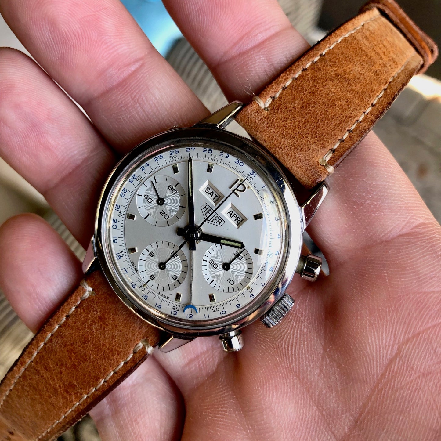 Vintage Heuer Carrera 12 Dato 2547S Valjoux 72C Steel Triple Date Chronograph Wristwatch - Hashtag Watch Company
