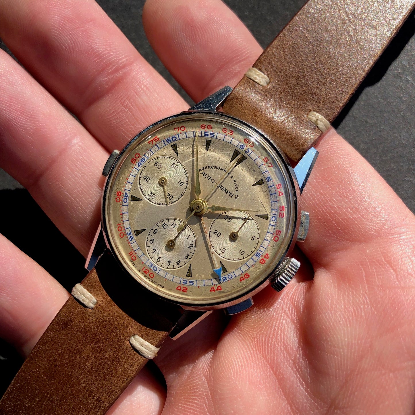 Vintage Heuer Abercrombie Fitch Co Auto Graph Valjoux 72 Chronograph Steel Wristwatch - Hashtag Watch Company