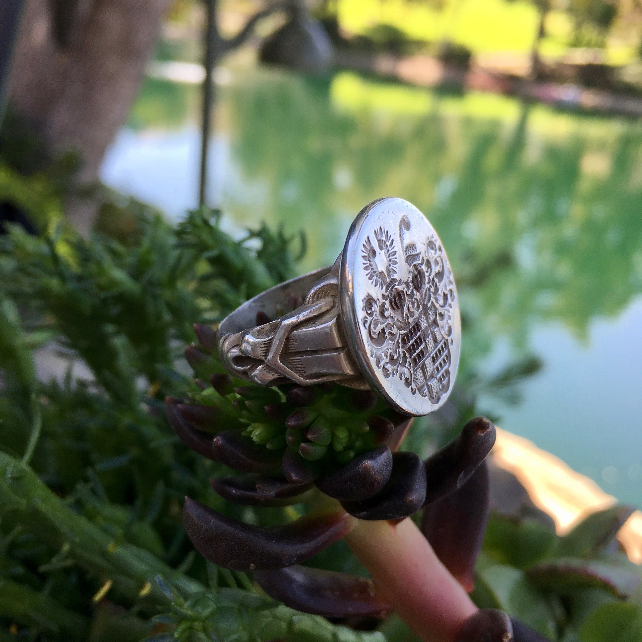Vintage Antique German 835 Silver Signet Coat of Arms Crest Large Ring ...