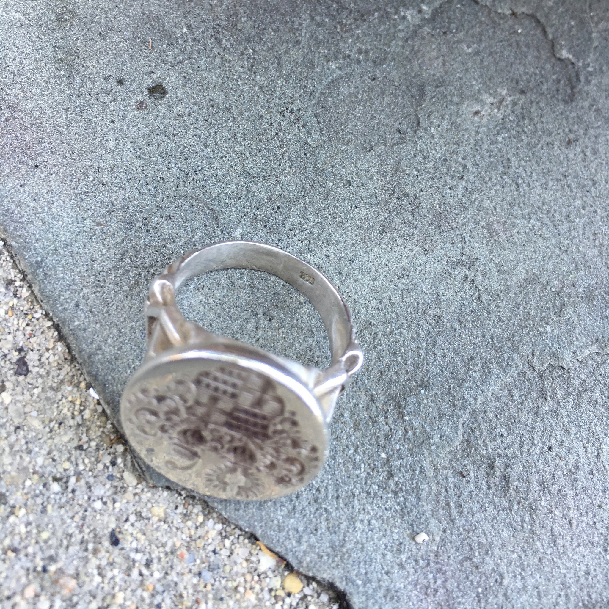 Vintage Antique German 835 Silver Signet Coat of Arms Crest Large Ring ...