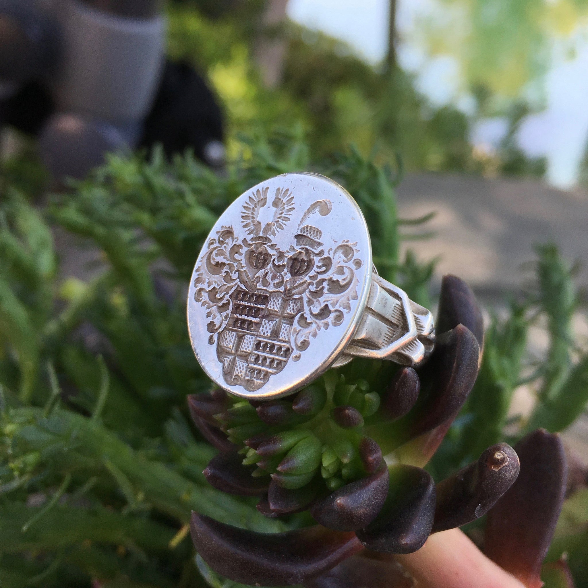 Vintage Antique German 835 Silver Signet Coat of Arms Crest Large Ring ...