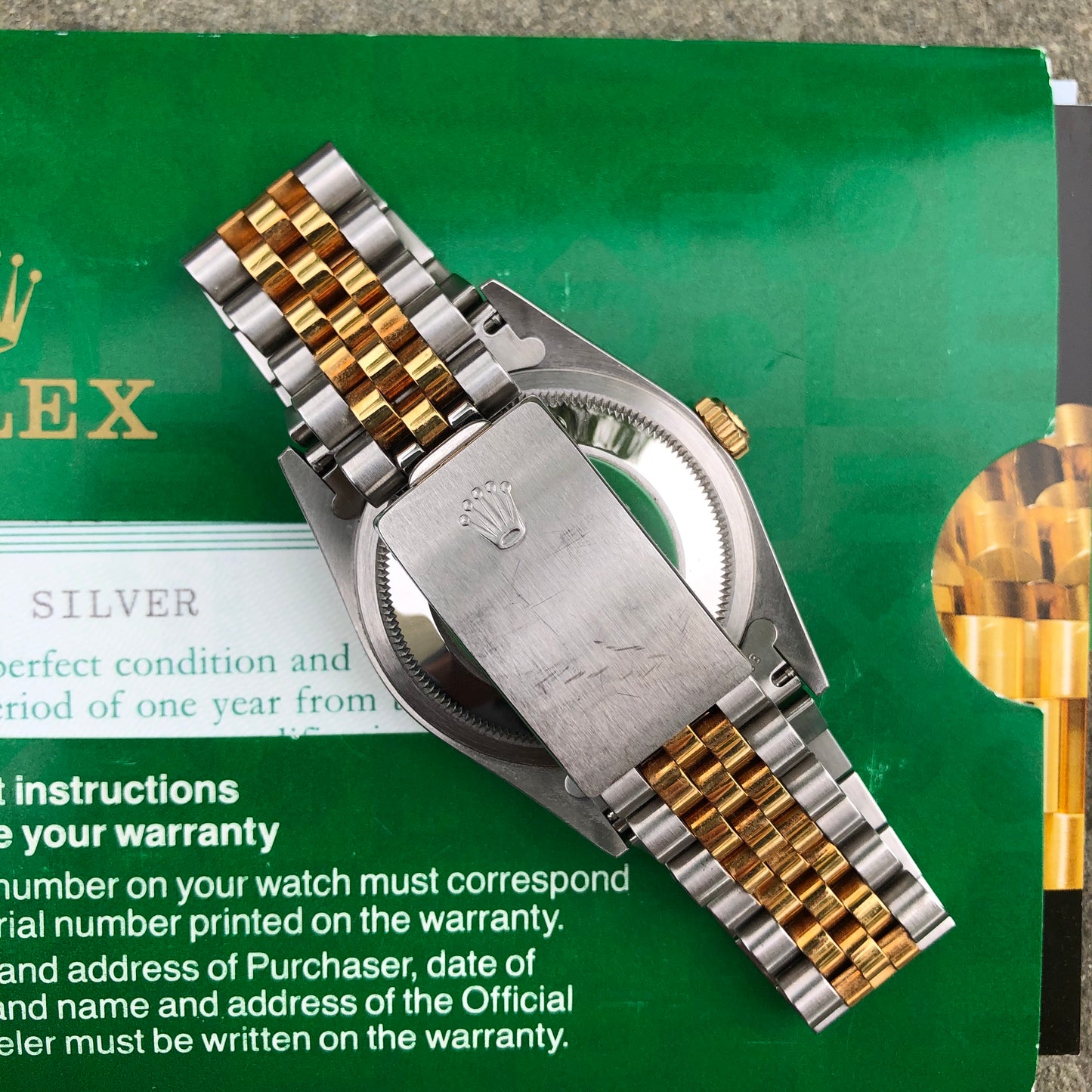 Rolex Datejust 16233 Silver Steel Gold Two Tone Jubilee Automatic Wristwatch Box Papers Circa 1995 - Hashtag Watch Company