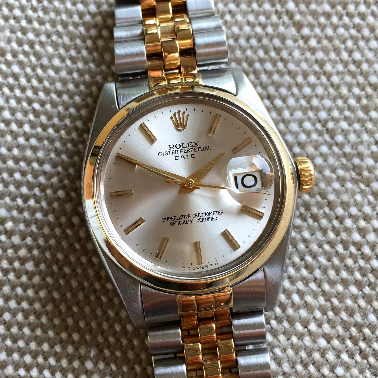 Vintage Rolex Date 1500 Two Tone Steel 18K Jubilee Cal. 1560 1964 Silver Stick Watch - Hashtag Watch Company