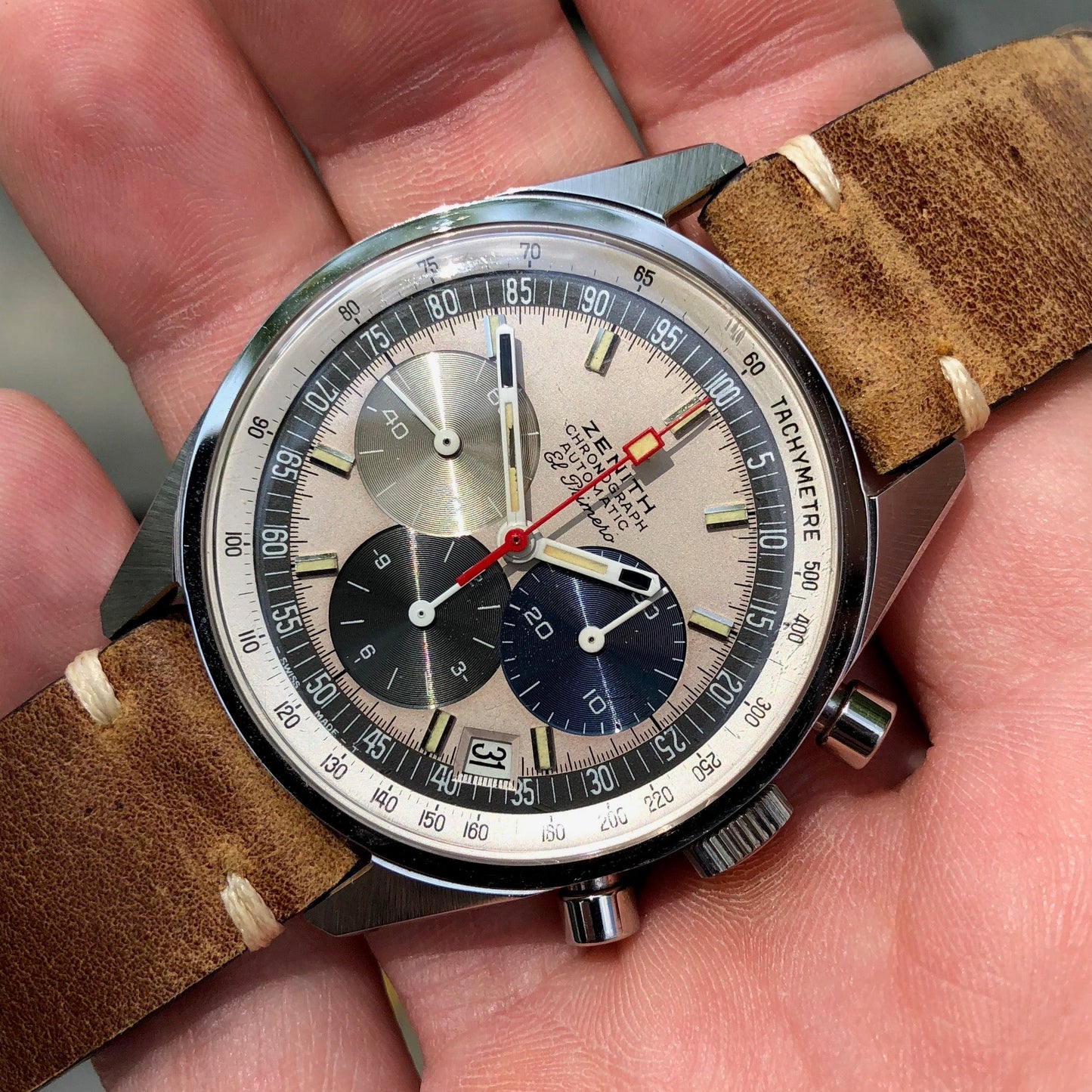 Vintage Zenith El Primero A386 Steel Chronograph Automatic Gay Freres Wristwatch - Hashtag Watch Company