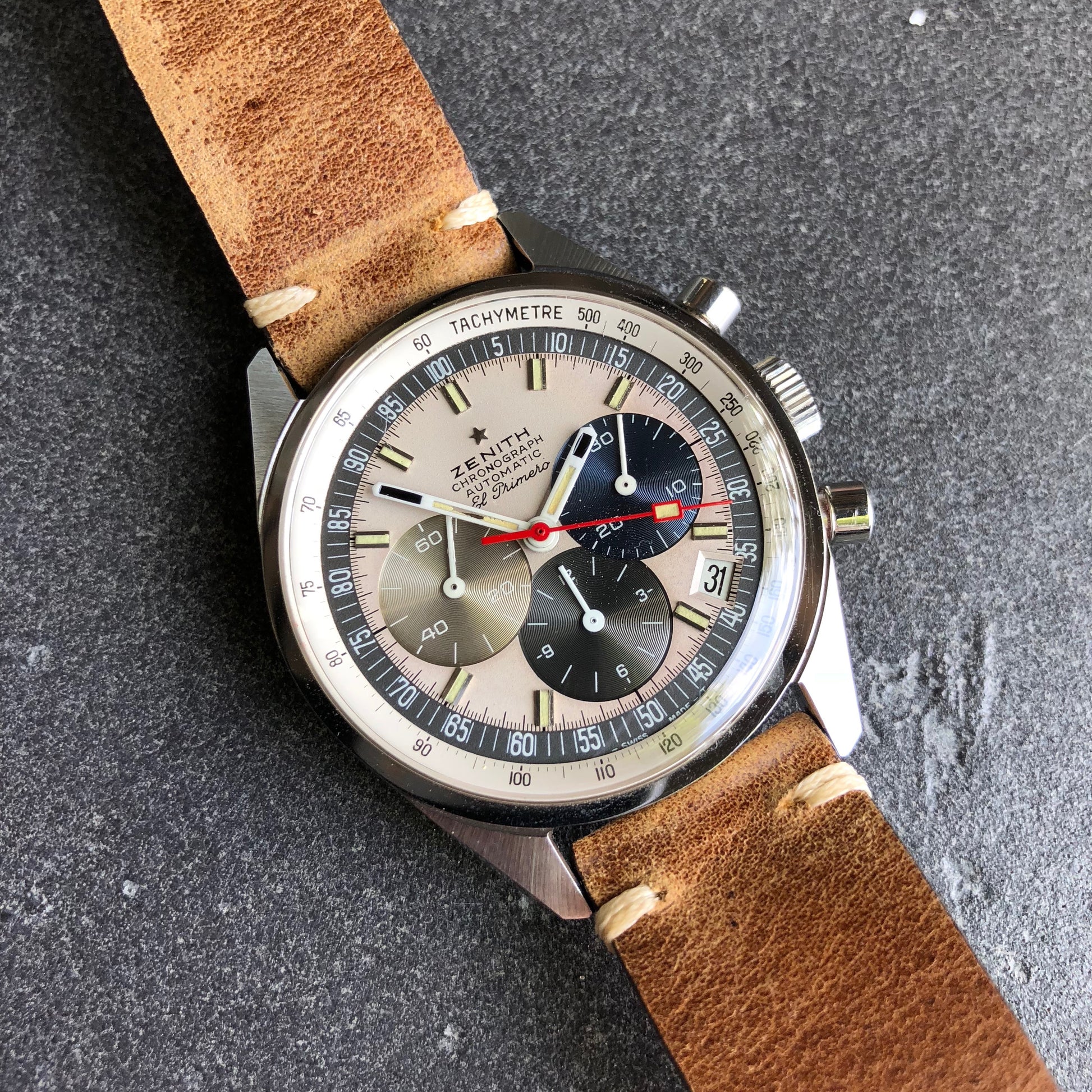 Vintage Zenith El Primero A386 Steel Chronograph Automatic Gay Freres Wristwatch - Hashtag Watch Company