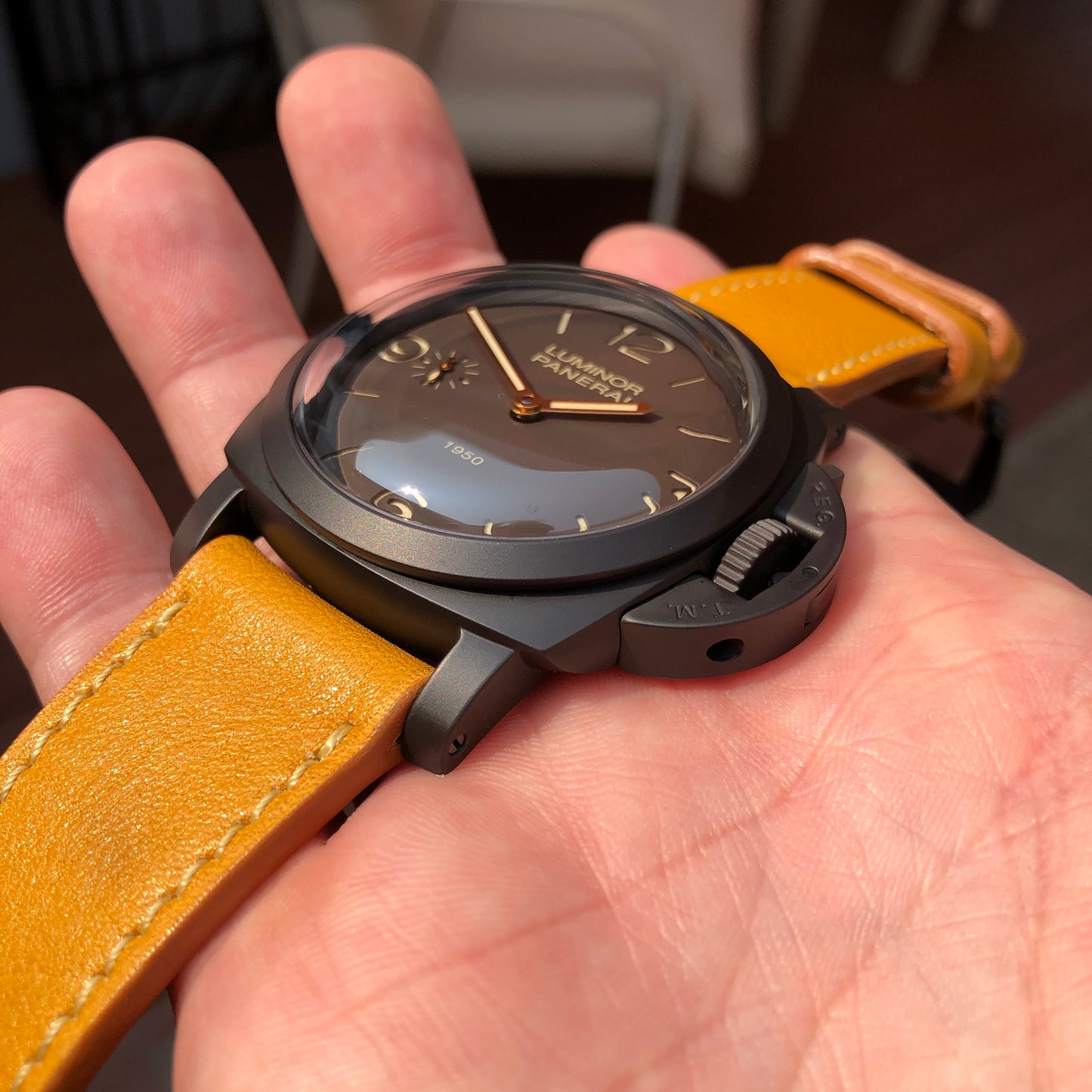 Panerai Luminor 1950 Composite 3 Days PAM 375 47mm Ceramic Wristwatch Box Papers - Hashtag Watch Company