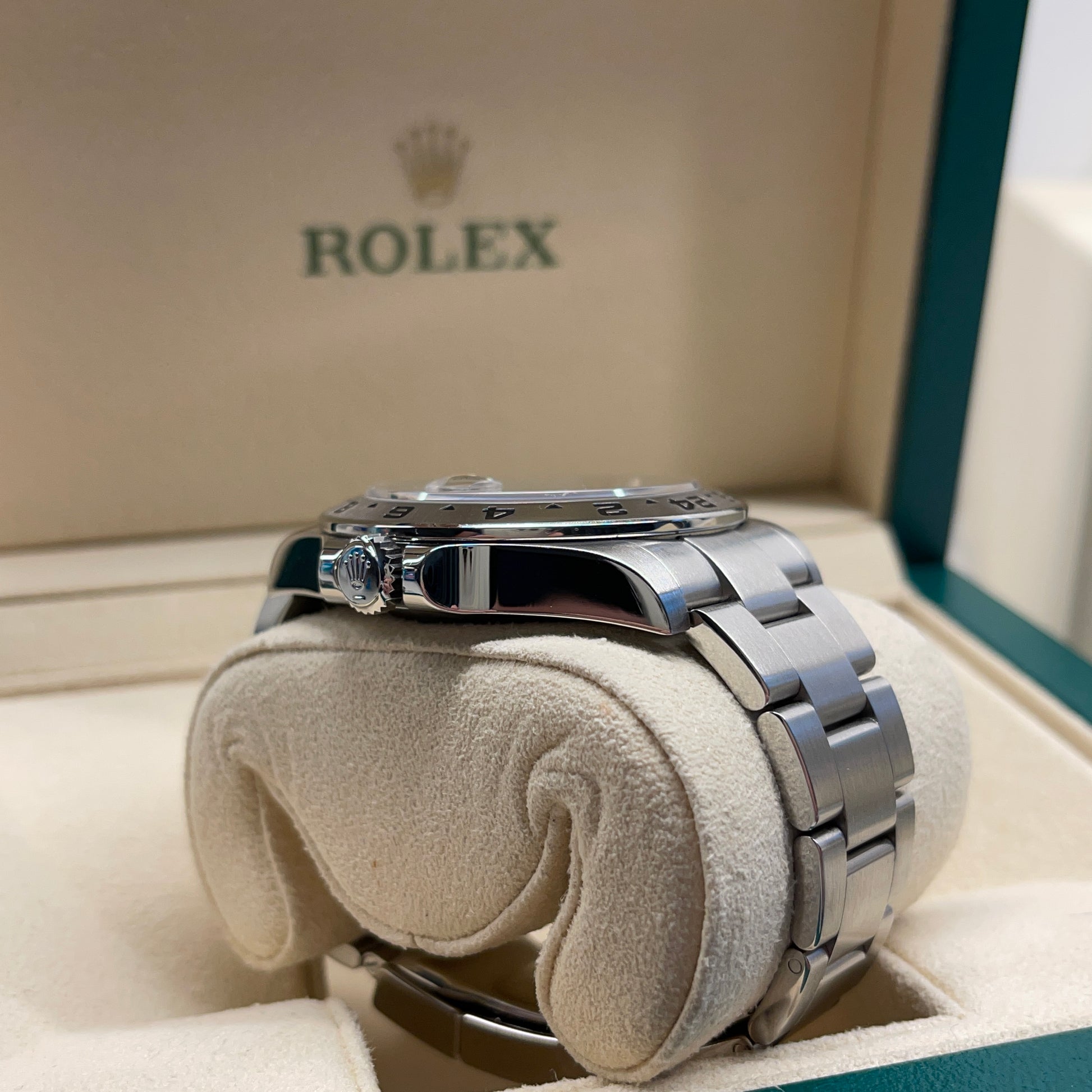 2014 Rolex Explorer II 216570 Stainless Steel GMT Oyster Black Wristwatch Box Papers - Hashtag Watch Company