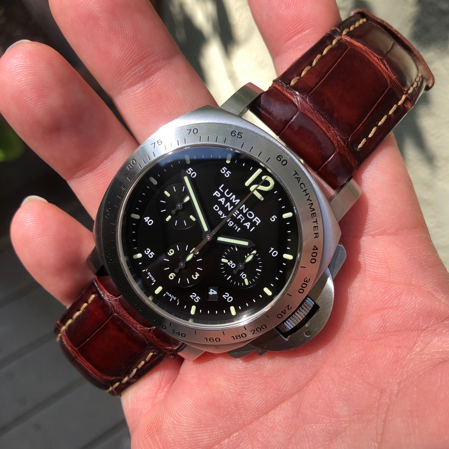 Panerai Luminor Daylight PAM 250 Chronograph Automatic Stainless Steel 44mm Wristwatch - Hashtag Watch Company