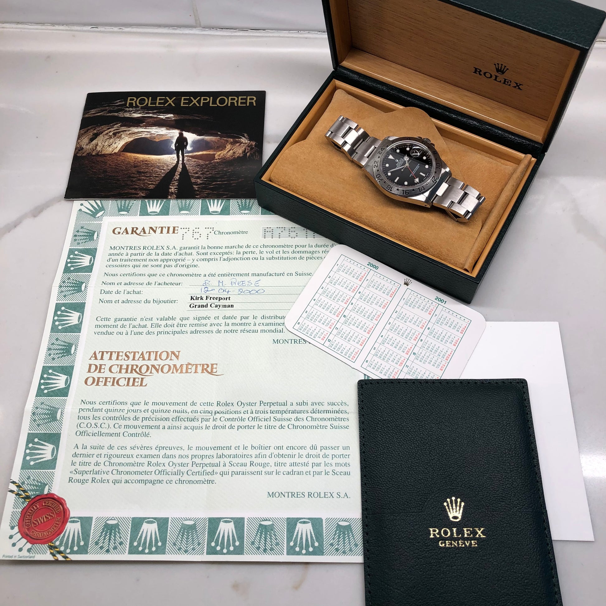 1999 Rolex Explorer II 16570 Black Dial Steel Oyster Wristwatch Box Papers - Hashtag Watch Co.