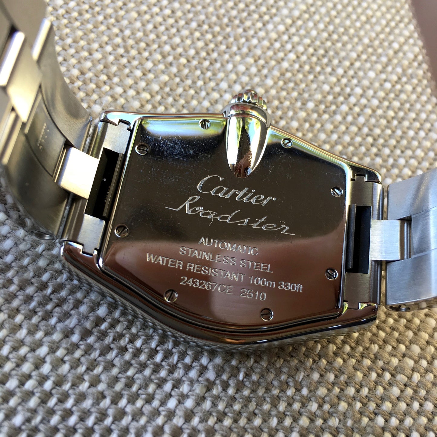 Cartier Roadster XL 2510 Steel Roman Large Size Black Automatic Watch - Hashtag Watch Company