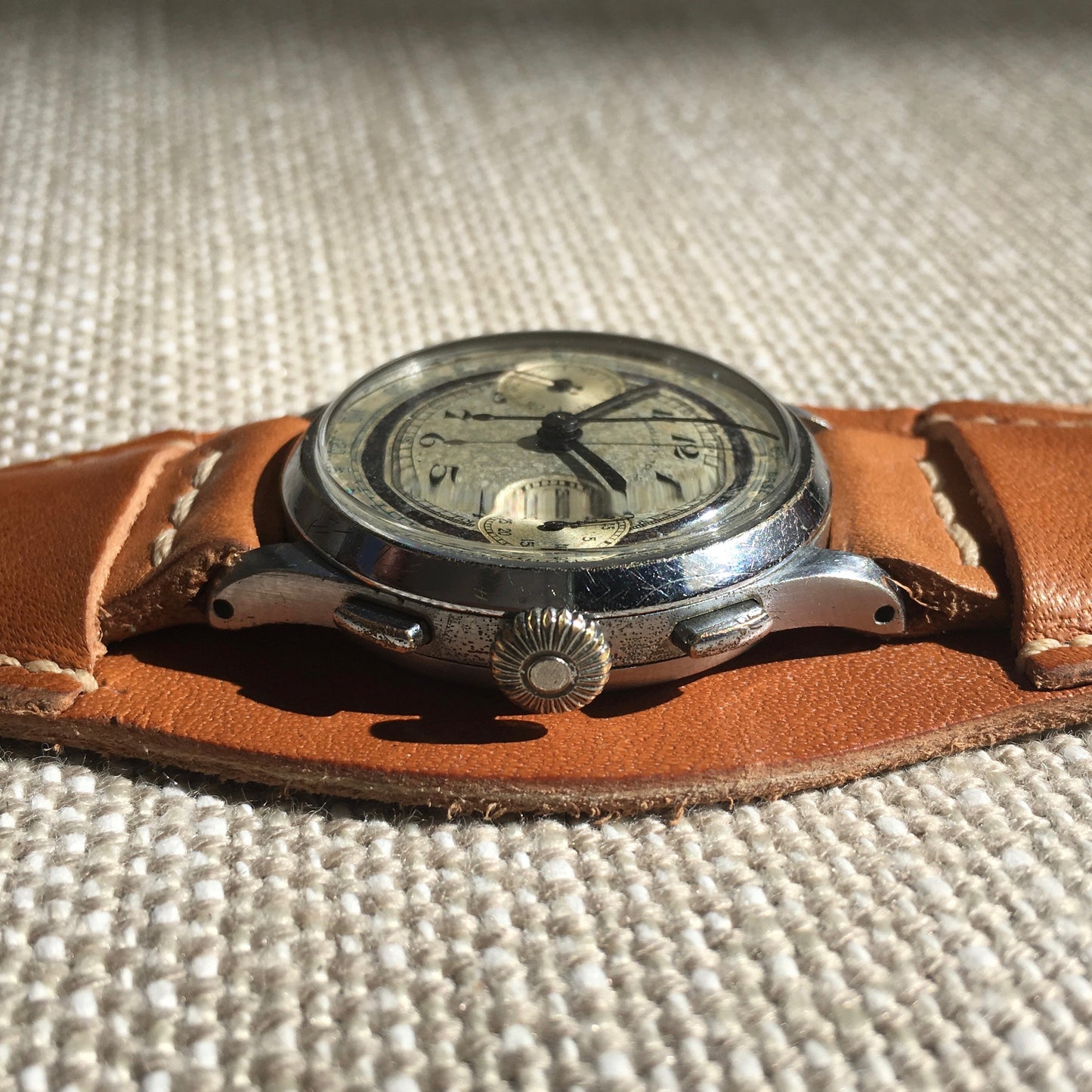 Vintage Abercrombie & Fitch Silver Dial Chromium Steel Chronograph 1930's Wristwatch - Hashtag Watch Company