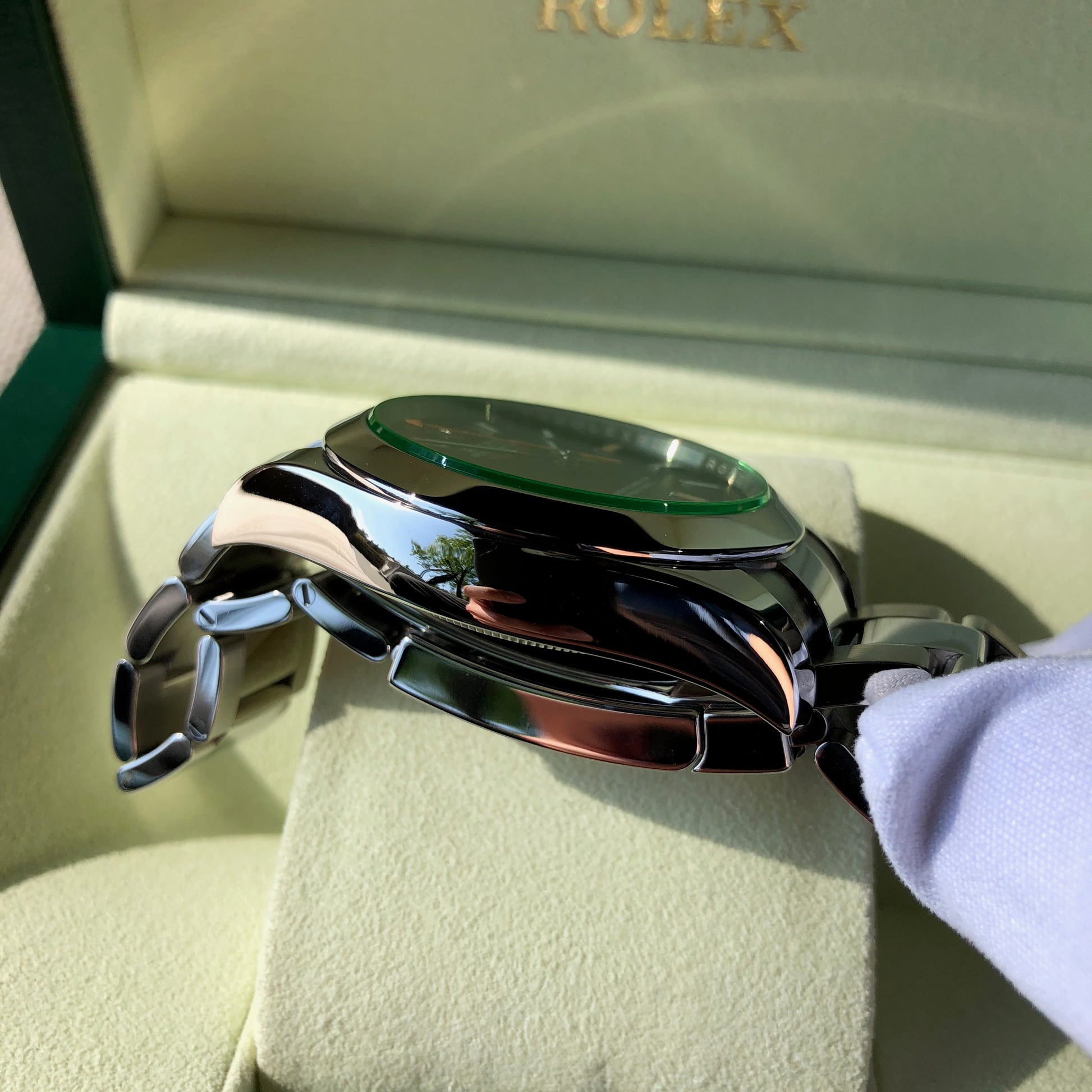 Rolex Milgauss Green 116400GV Green Steel Wristwatch Box & Papers Circa 2014 - Hashtag Watch Company