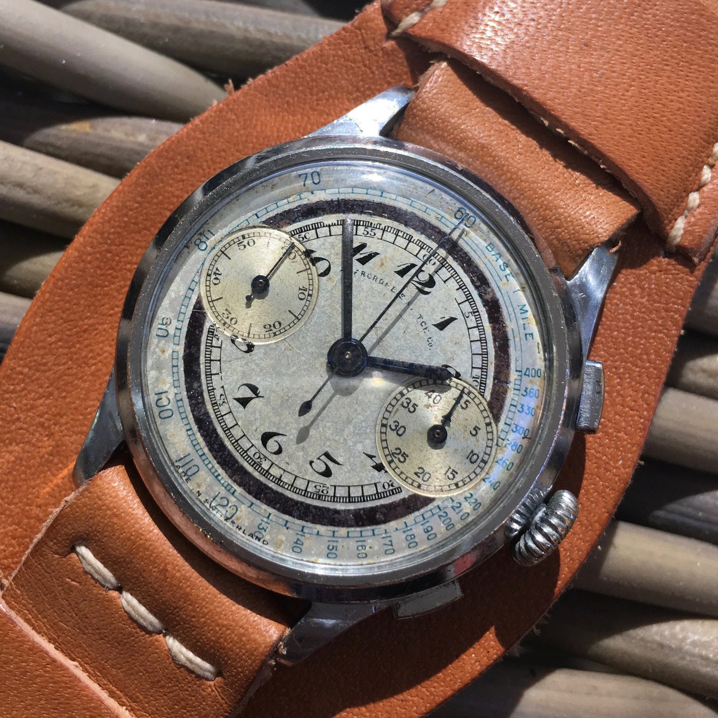 Vintage Abercrombie & Fitch Silver Dial Chromium Steel Chronograph 1930's Wristwatch - Hashtag Watch Company