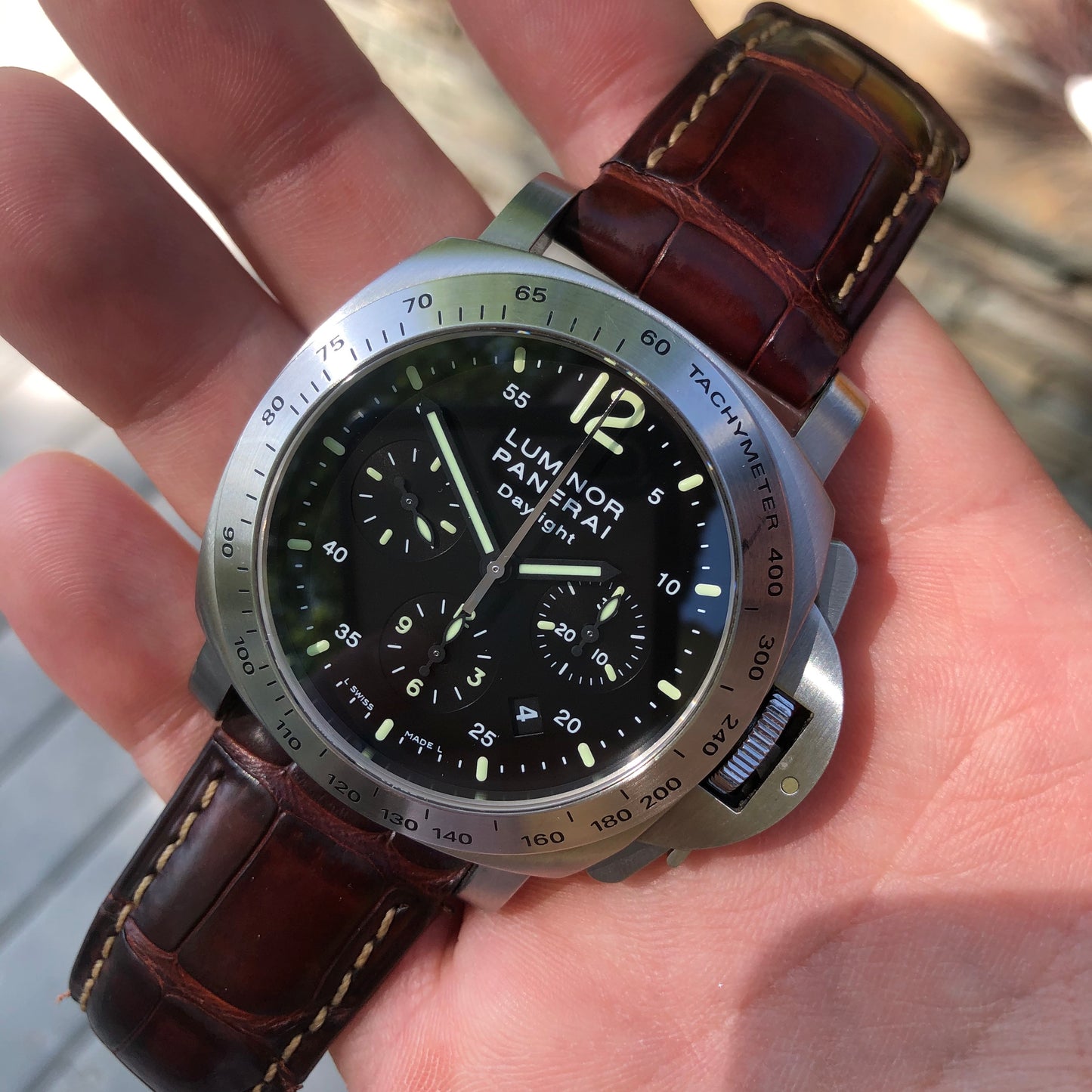 Panerai Luminor Daylight PAM 250 Chronograph Automatic Stainless Steel 44mm Wristwatch - Hashtag Watch Company