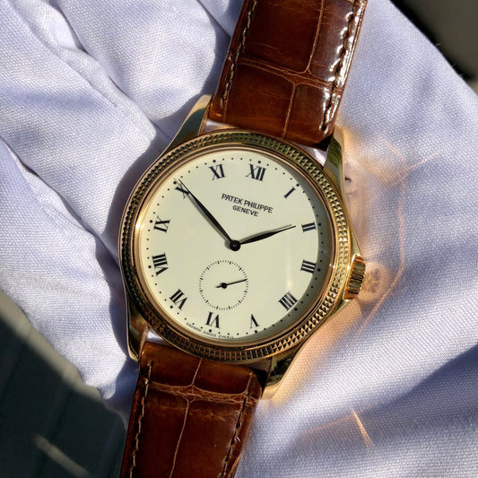 Patek Philippe Calatrava 5115J 18K Yellow Gold 35mm Enamel Wristwatch Box & Papers - Hashtag Watch Company