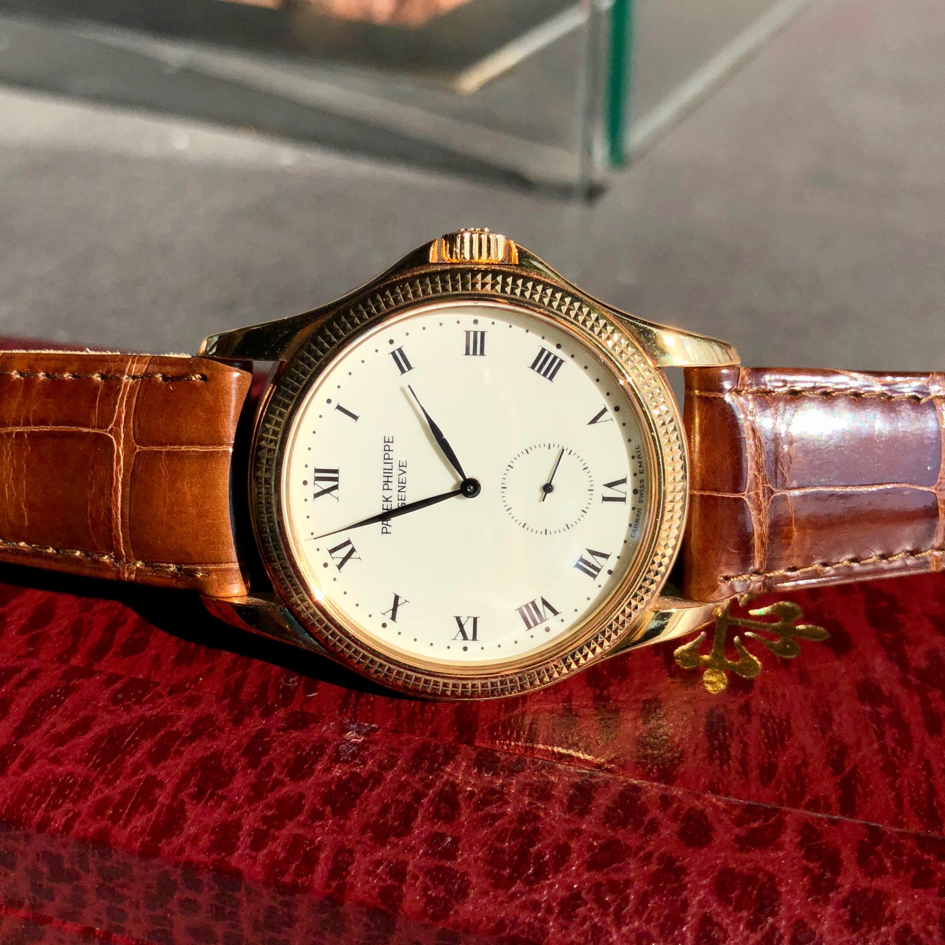 Patek Philippe Calatrava 5115J 18K Yellow Gold 35mm Enamel Wristwatch Box & Papers - Hashtag Watch Company
