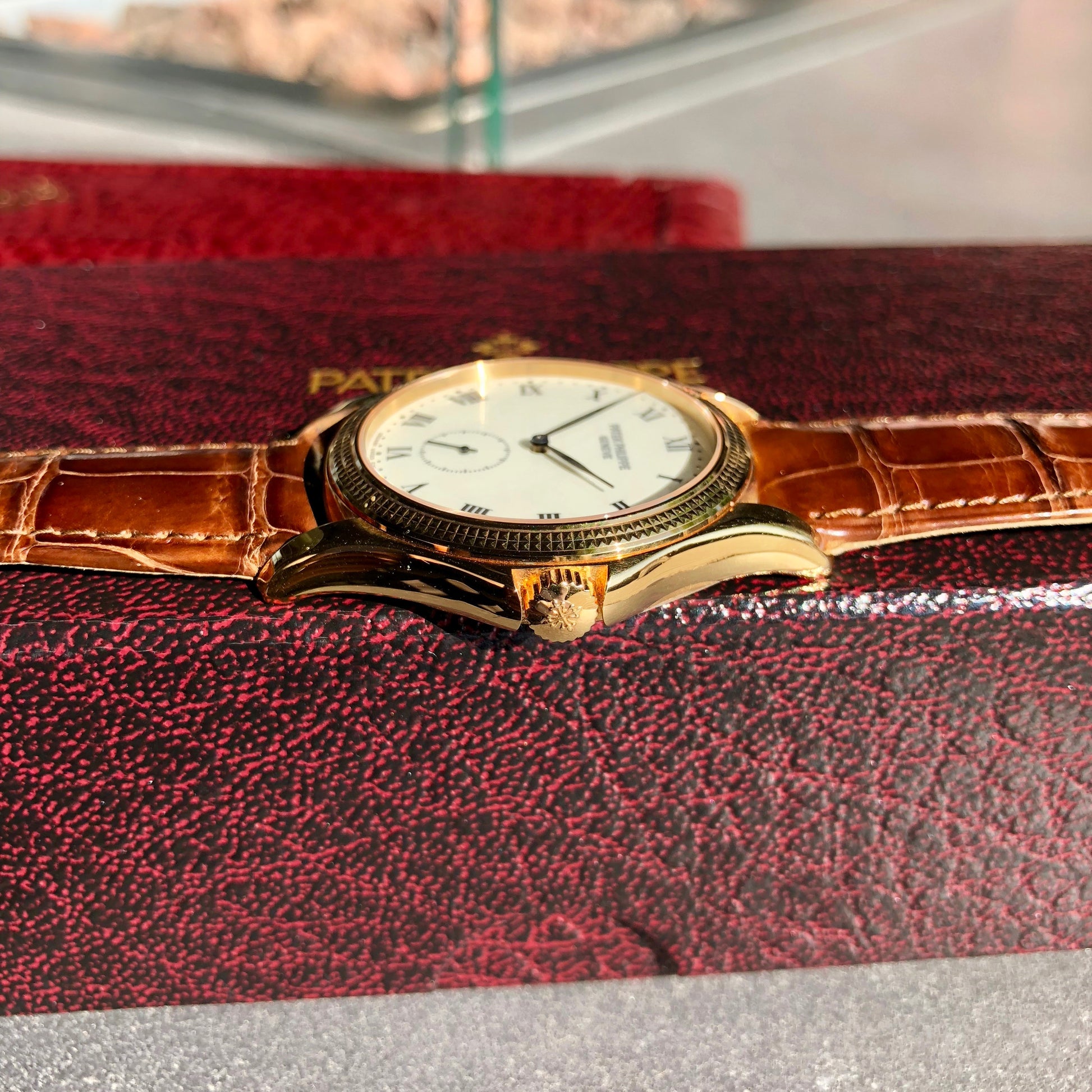 Patek Philippe Calatrava 5115J 18K Yellow Gold 35mm Enamel Wristwatch Box & Papers - Hashtag Watch Company
