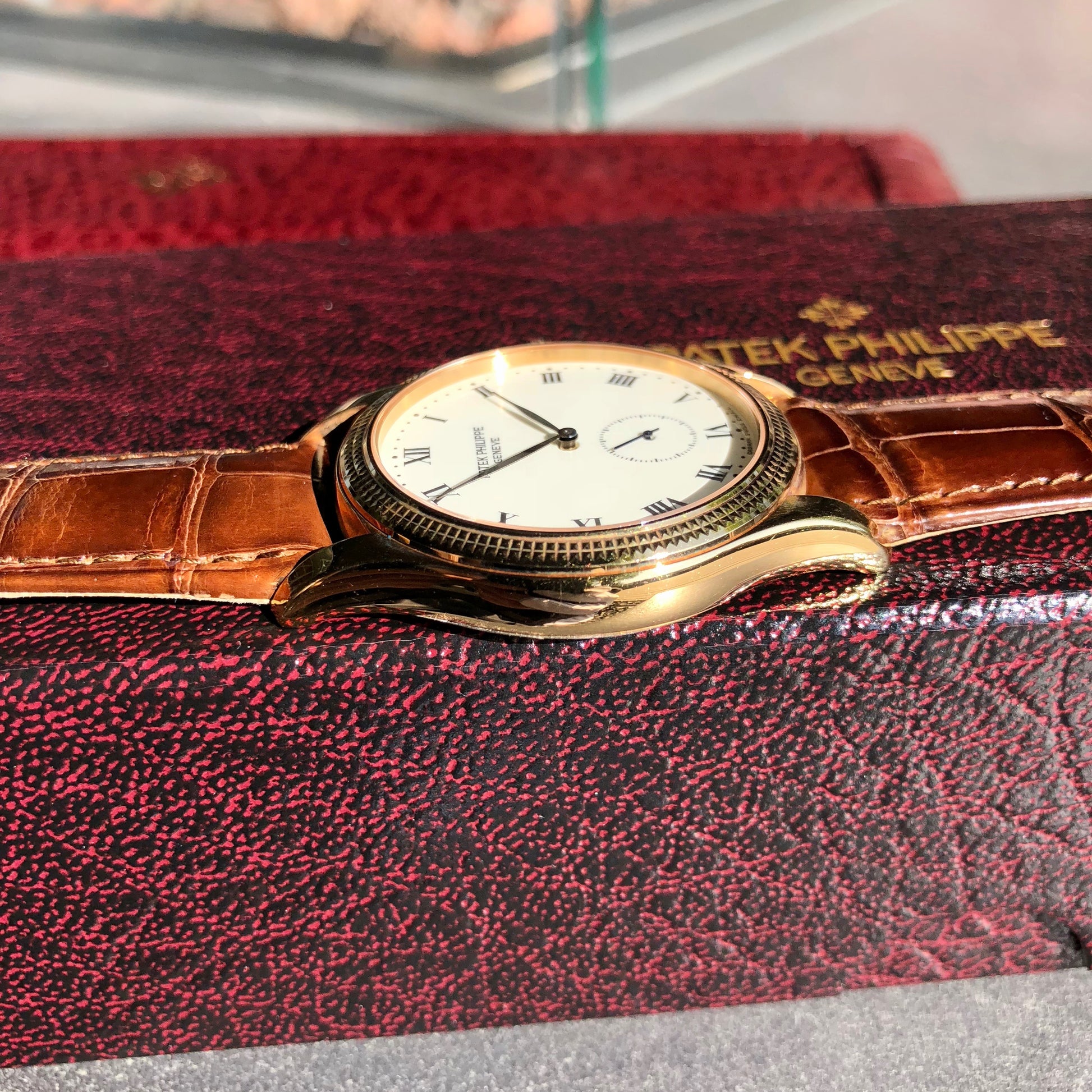 Patek Philippe Calatrava 5115J 18K Yellow Gold 35mm Enamel Wristwatch Box & Papers - Hashtag Watch Company