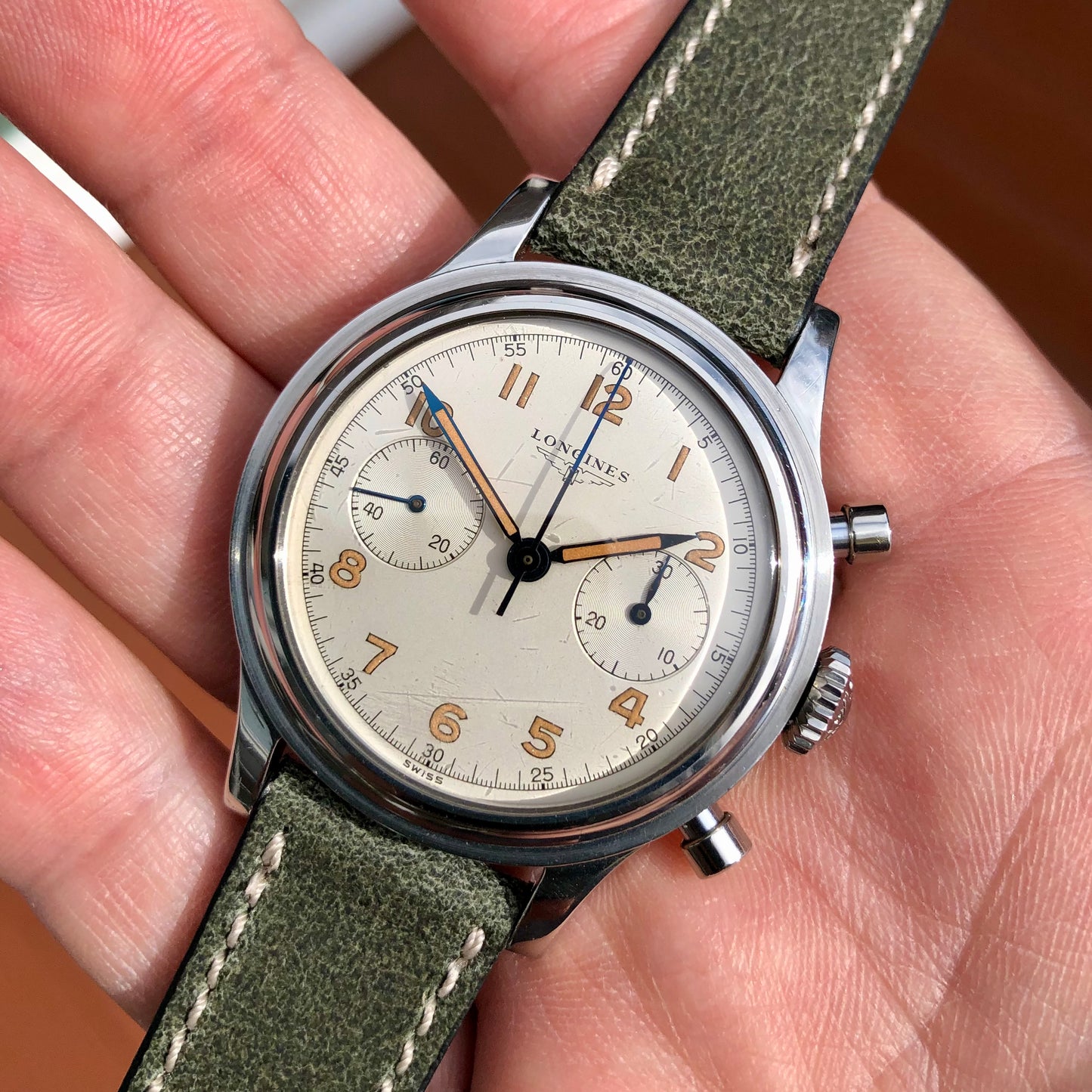 1960 Longines 6474 Stainless Steel 30CH Chronograph Telephone Dial Vintage Wristwatch with Extract - Hashtag Watch Company