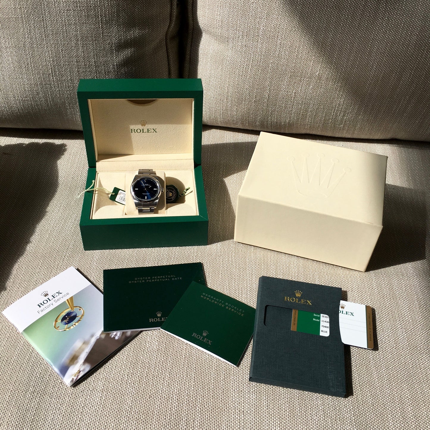 Rolex Oyster Perpetual 114300 Blue Green Stainless Steel Mens Automatic Watch - Hashtag Watch Company