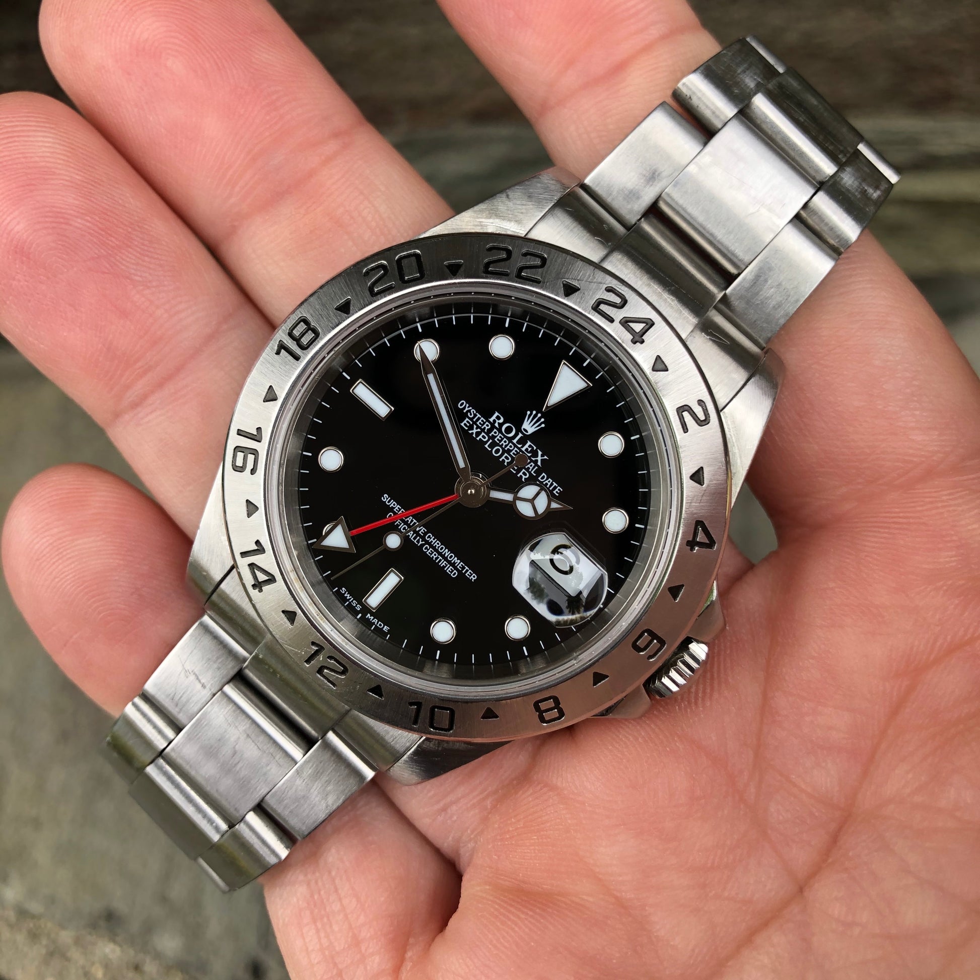 Rolex Explorer II 16570 Black Stainless Steel GMT Oyster Wristwatch Circa 2003 - Hashtag Watch Company
