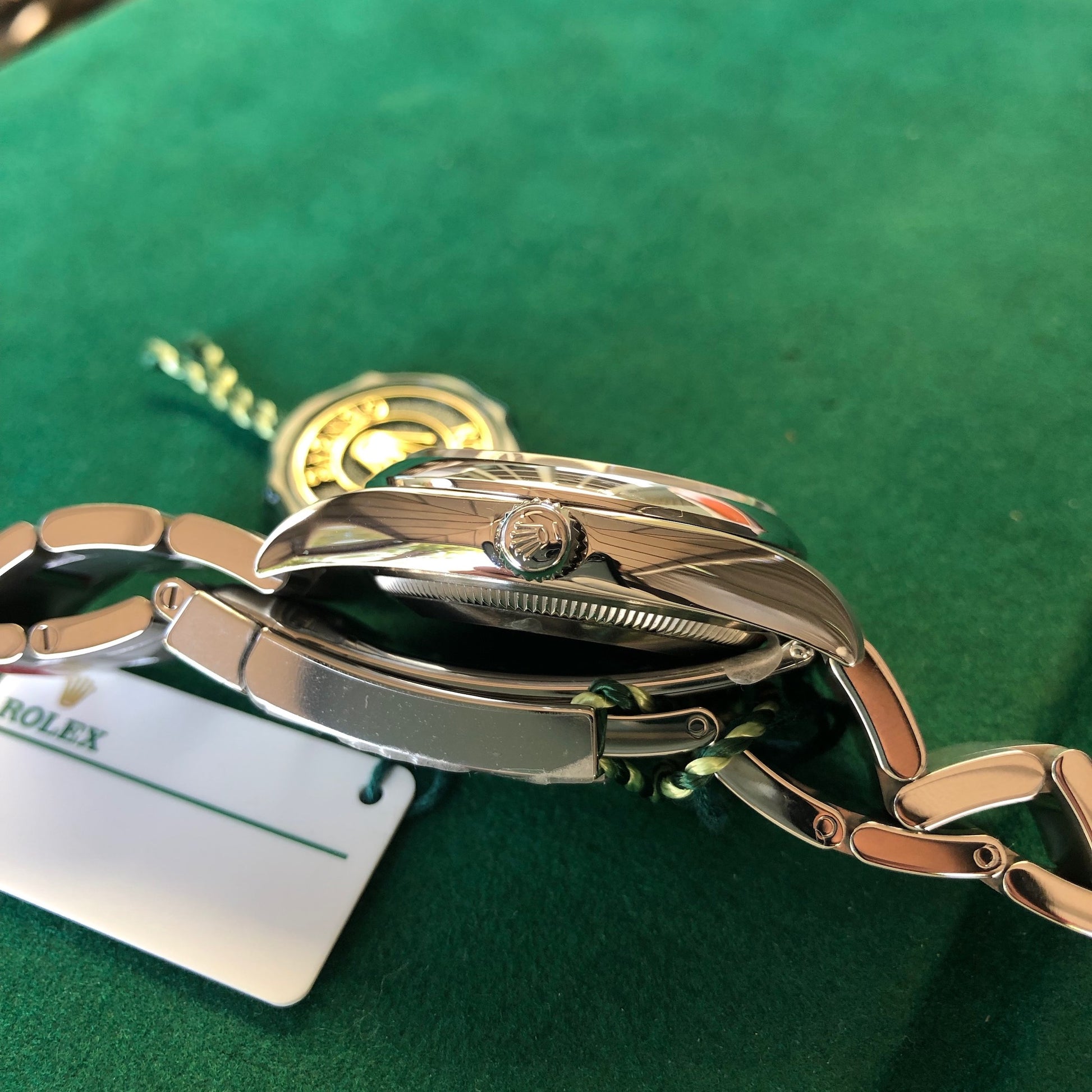 Rolex Oyster Perpetual 114200 White Stainless Steel Automatic Wristwatch Box Papers Circa 2019 - Hashtag Watch Company