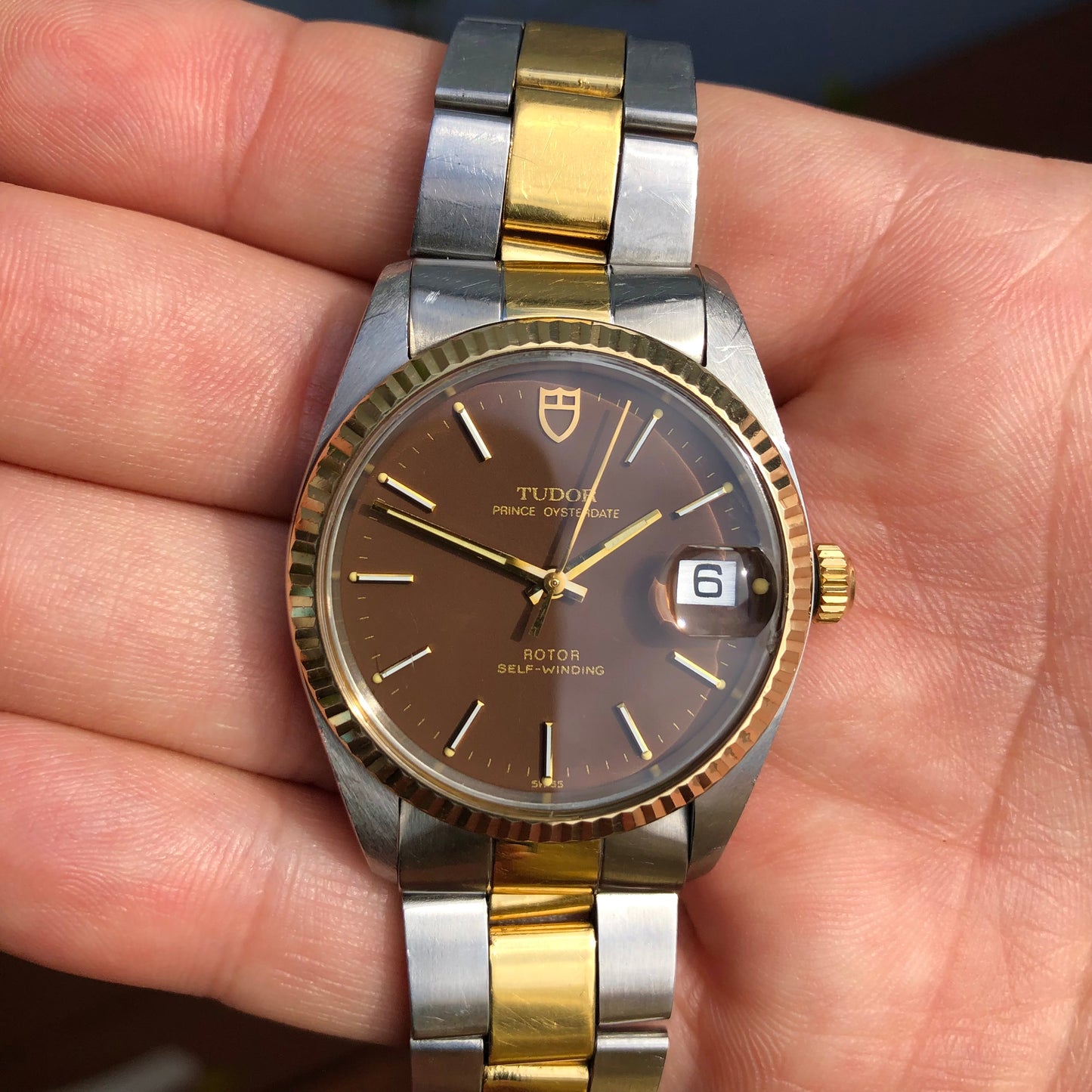 1982 Tudor Prince Oysterdate 75203 Brown Dial Two Tone Fluted Bezel Automatic Wristwatch - Hashtag Watch Company