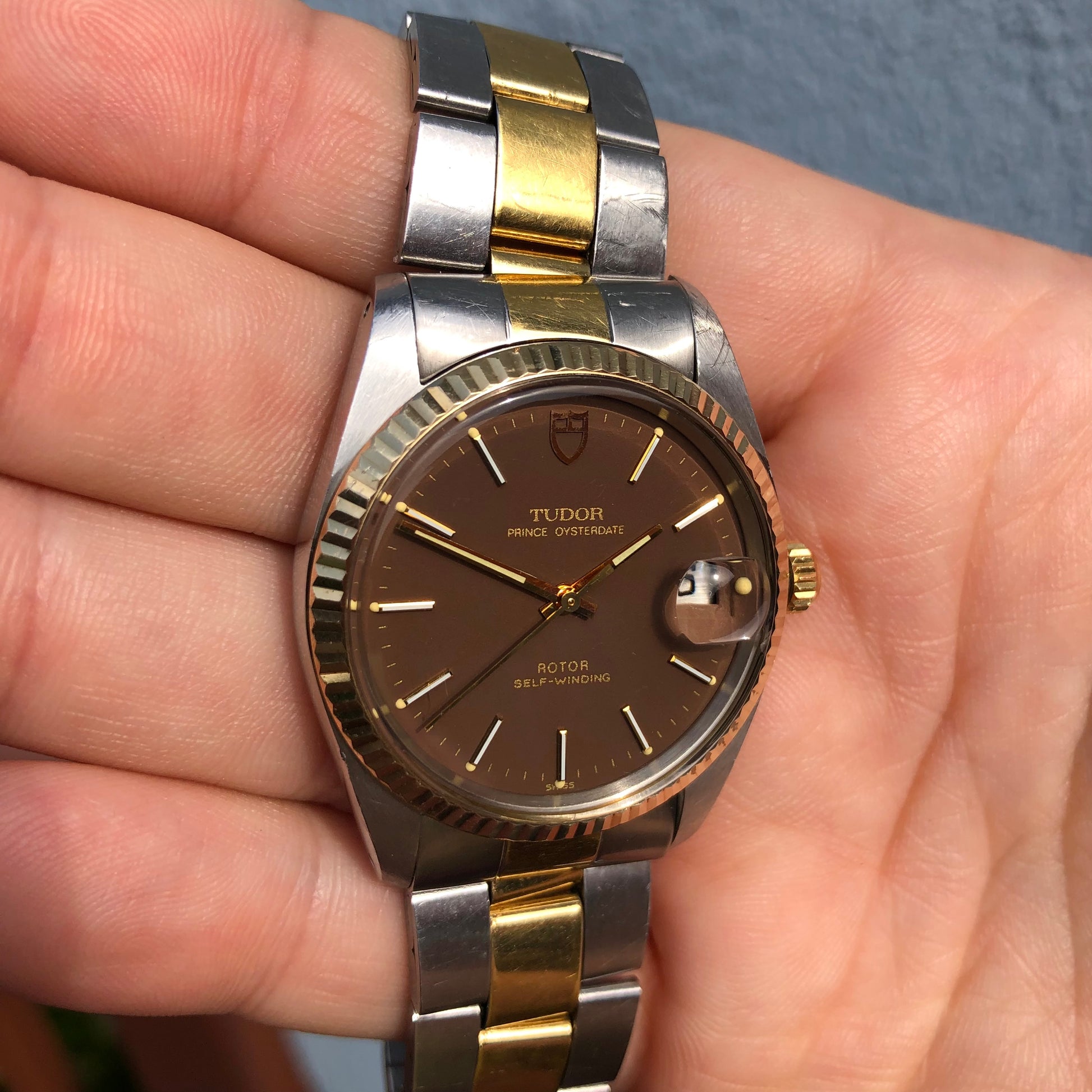1982 Tudor Prince Oysterdate 75203 Brown Dial Two Tone Fluted Bezel Automatic Wristwatch - Hashtag Watch Company