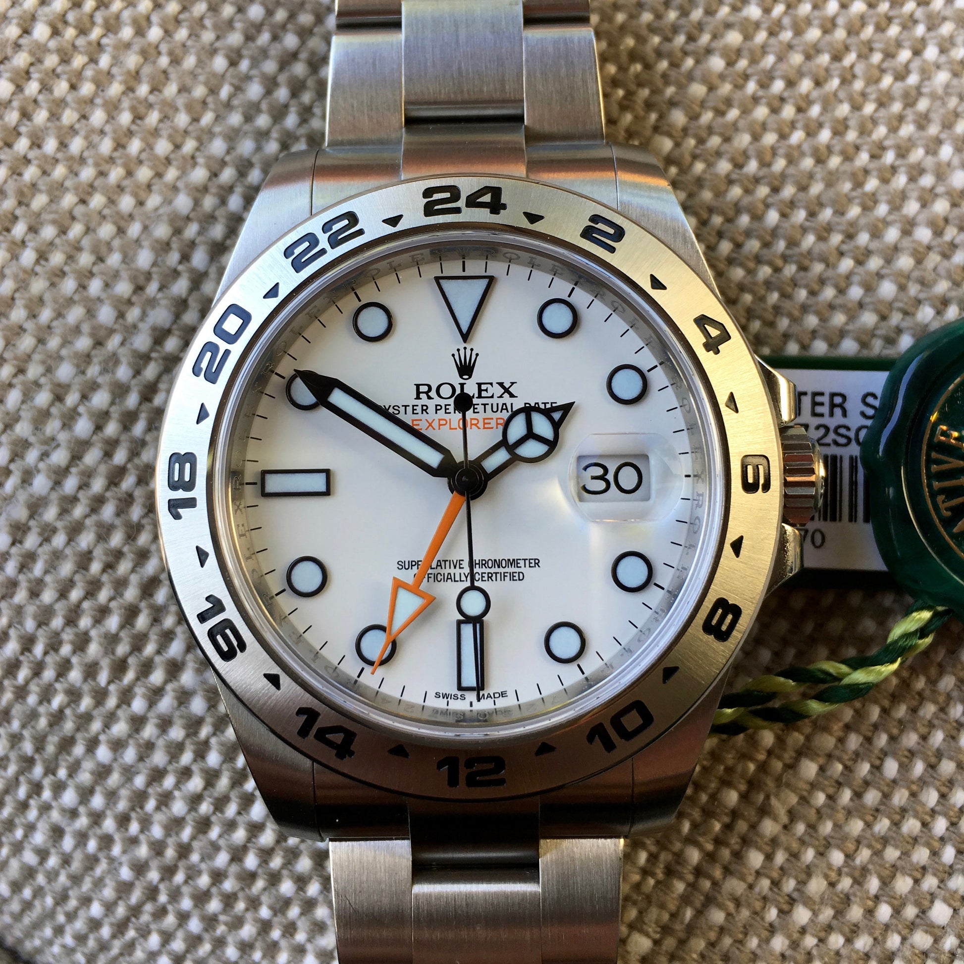 Rolex Explorer II 216570 White Steel GMT Random Serial Oyster Wristwatch 2015 Box Papers - Hashtag Watch Company