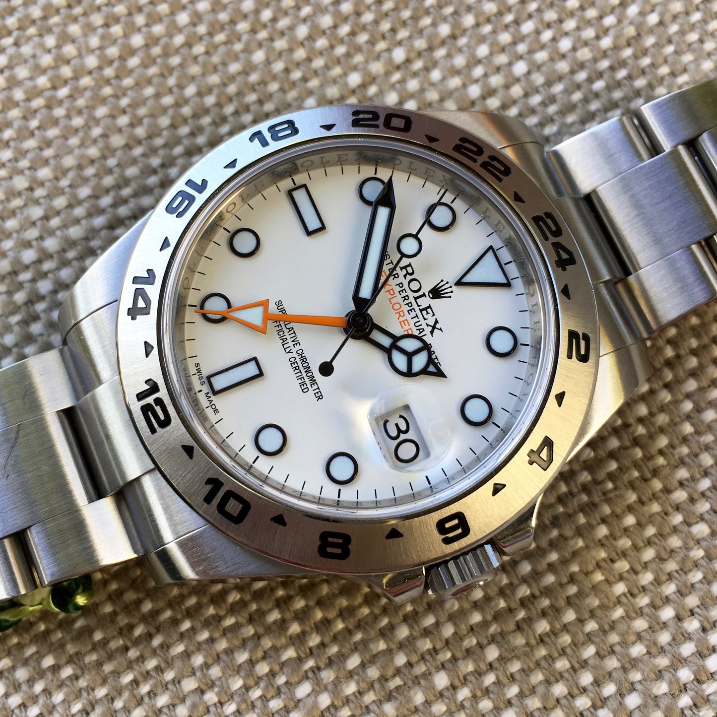 Rolex Explorer II 216570 White Steel GMT Random Serial Oyster Wristwatch 2015 Box Papers - Hashtag Watch Company