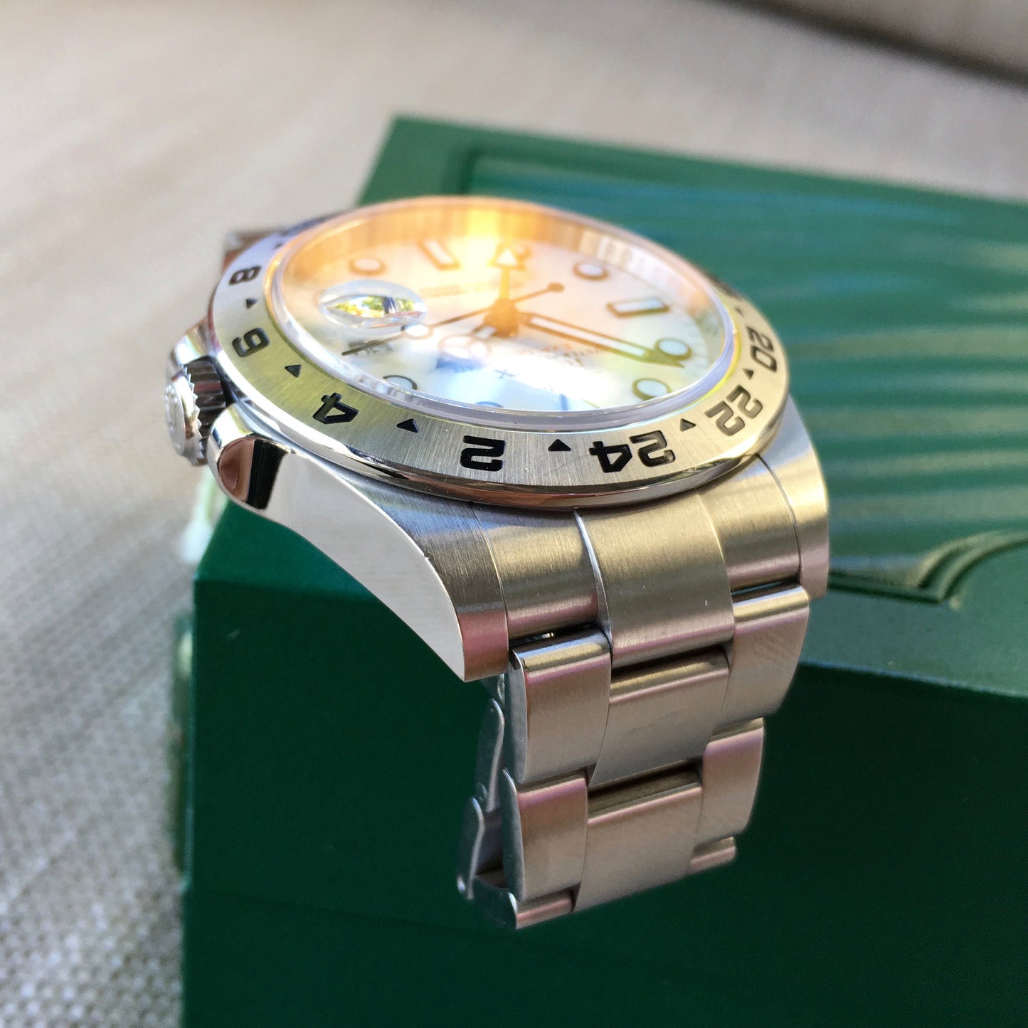 Rolex Explorer II 216570 White Steel GMT Random Serial Oyster Wristwatch 2015 Box Papers - Hashtag Watch Company