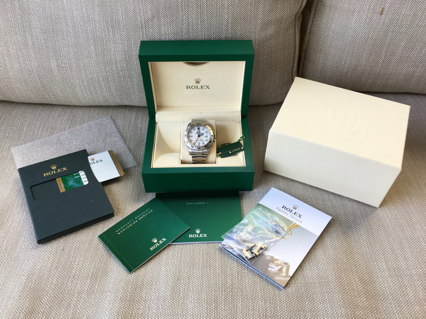 Rolex Explorer II 216570 White Steel GMT Random Serial Oyster Wristwatch 2015 Box Papers - Hashtag Watch Company