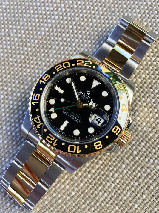 Rolex GMT Master II 116713 Two Tone Steel Gold "V" Serial Watch Box Papers - Hashtag Watch Company