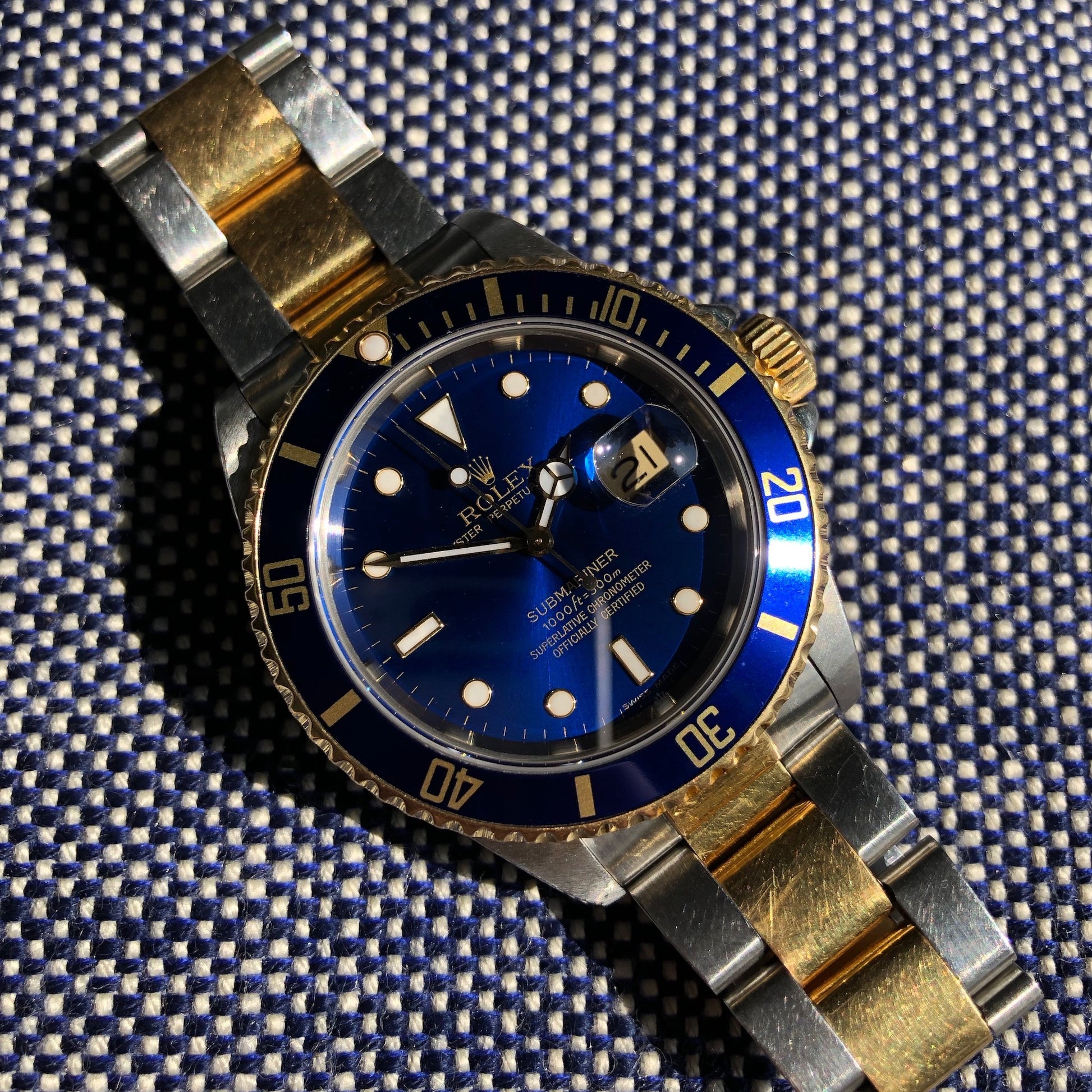 Rolex Submariner Date 16613 Two Tone Blue Steel 18K Gold Wristwatch Circa 1993 Box & Papers - Hashtag Watch Company