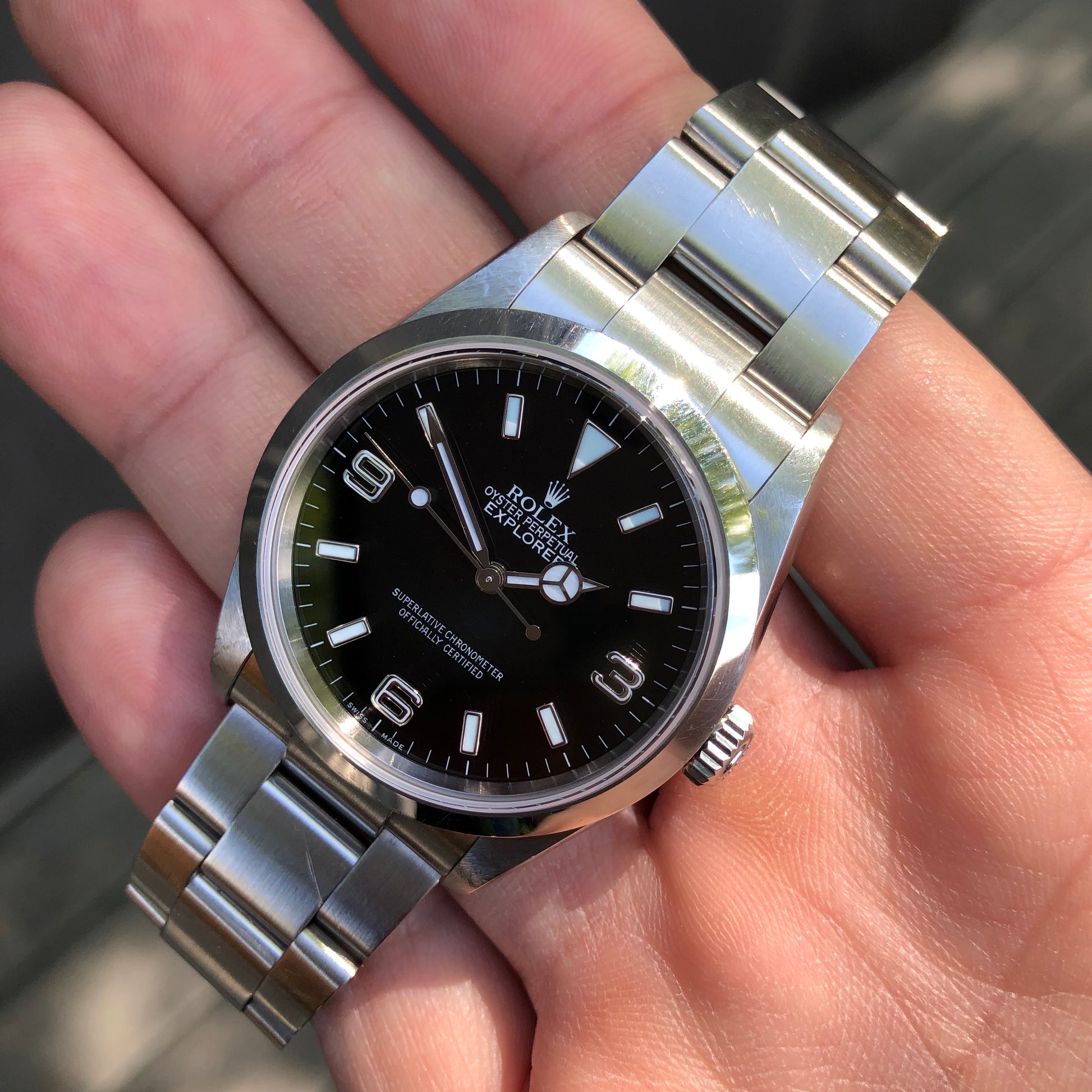 Rolex Explorer 114270 Oyster Perpetual Steel Wristwatch Box Papers Circa 2005 RSC Serviced - Hashtag Watch Company