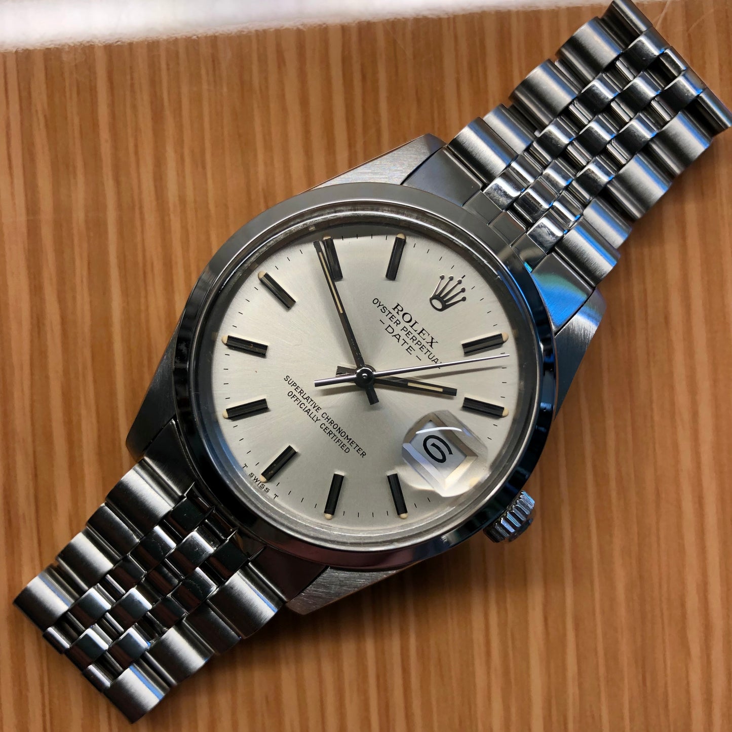 1982 Rolex Date 15000 Oyster Perpetual Jubilee Silver Dial Wristwatch - Hashtag Watch Co.