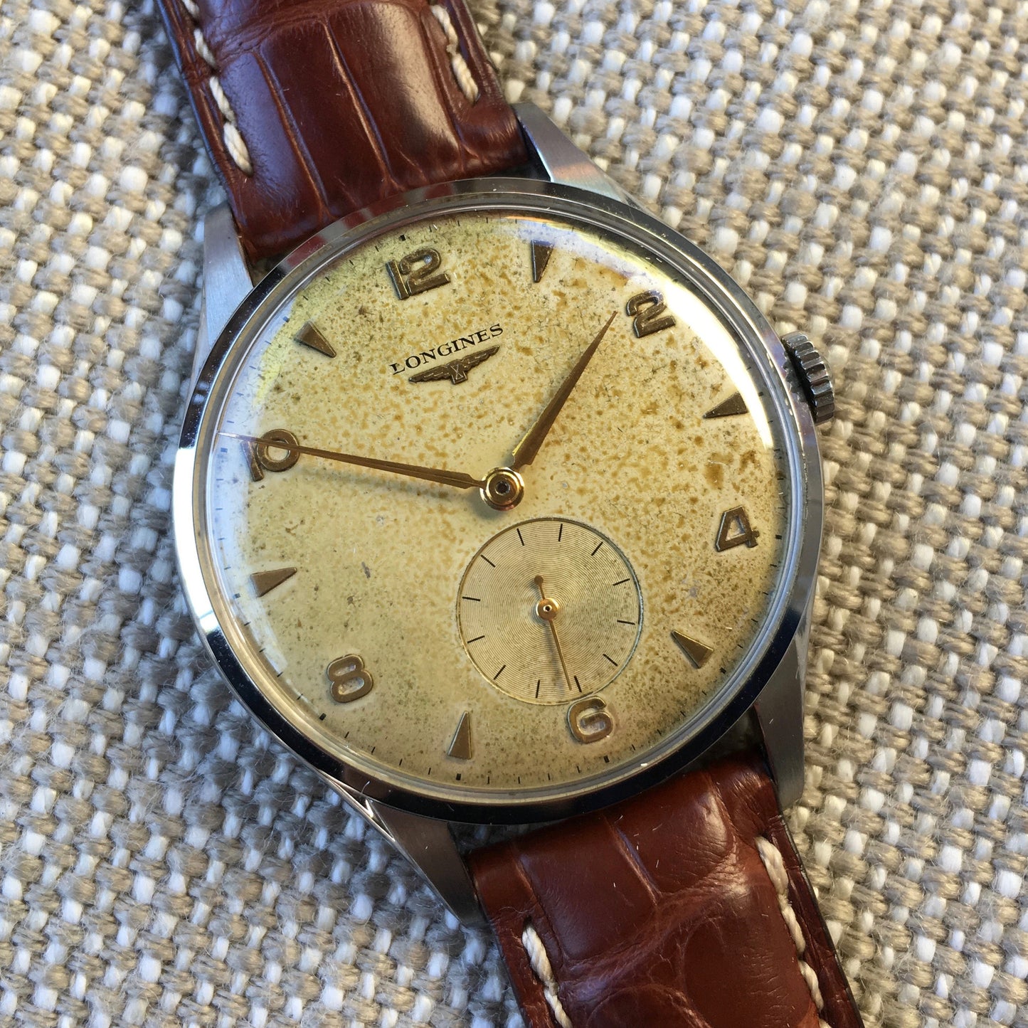 Vintage Longines 6333-3 Oversized 37mm Steel Cal. 12.68z Wristwatch 1950's - Hashtag Watch Company