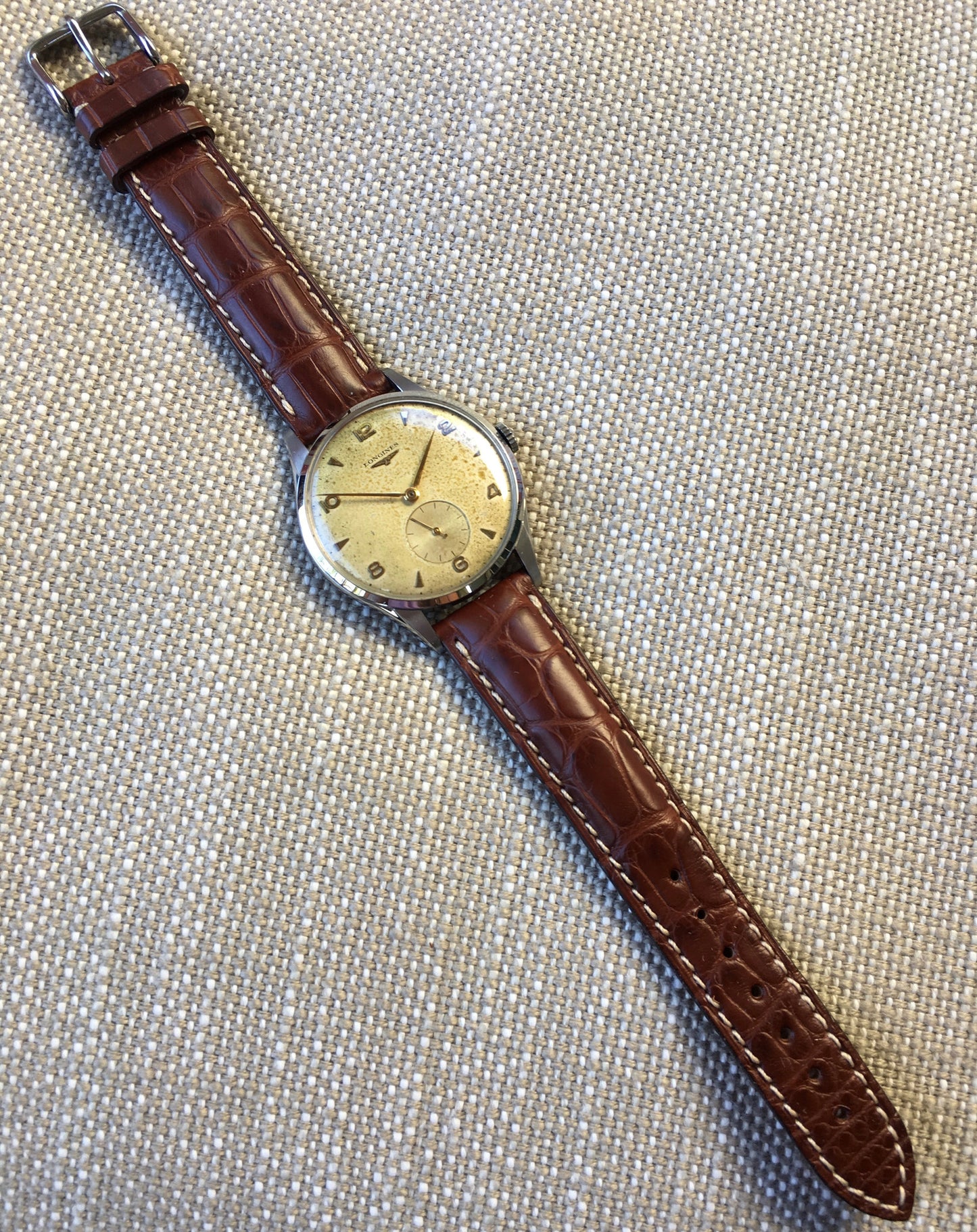 Vintage Longines 6333-3 Oversized 37mm Steel Cal. 12.68z Wristwatch 1950's - Hashtag Watch Company