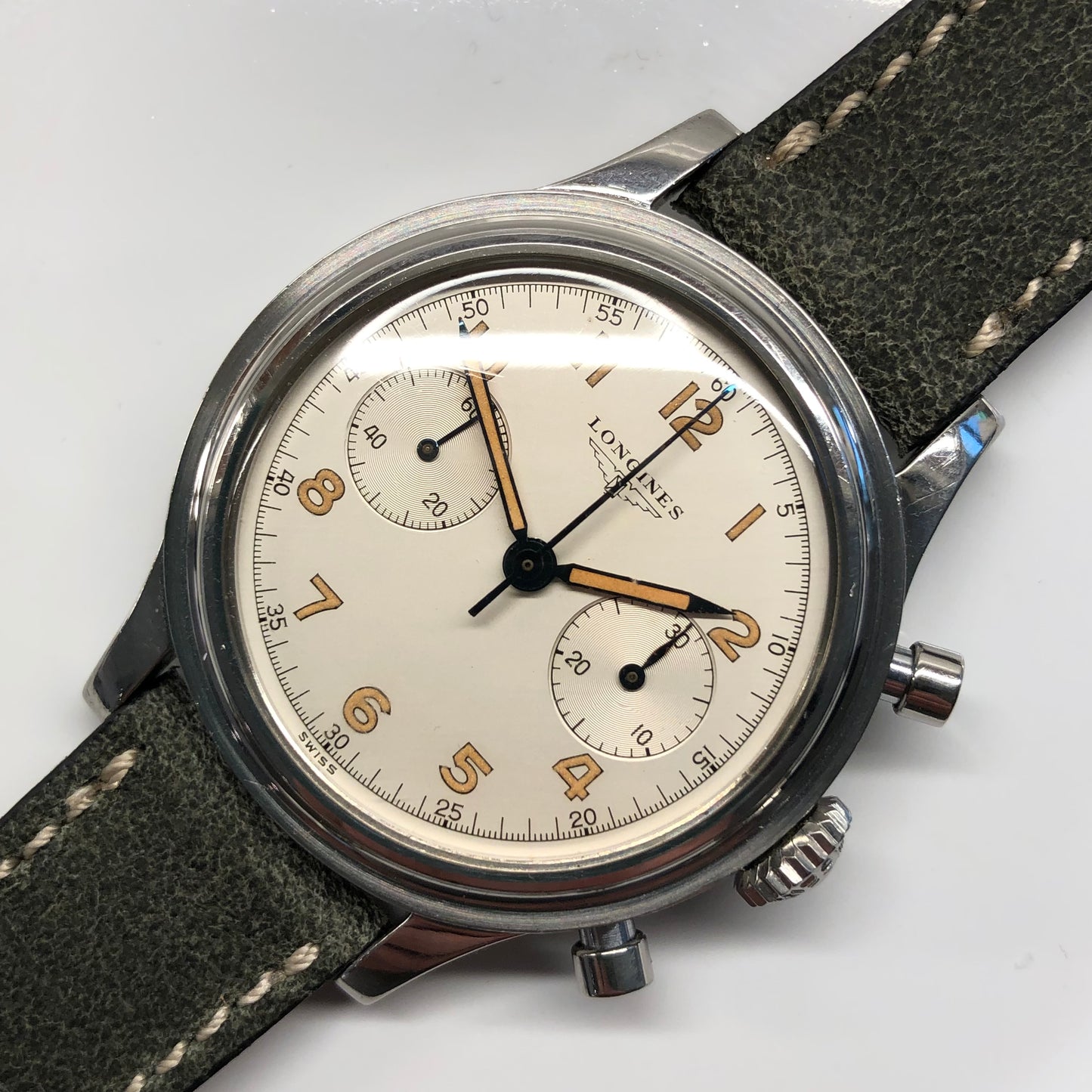 1960 Longines 6474 Stainless Steel 30CH Chronograph Telephone Dial Vintage Wristwatch with Extract - Hashtag Watch Company