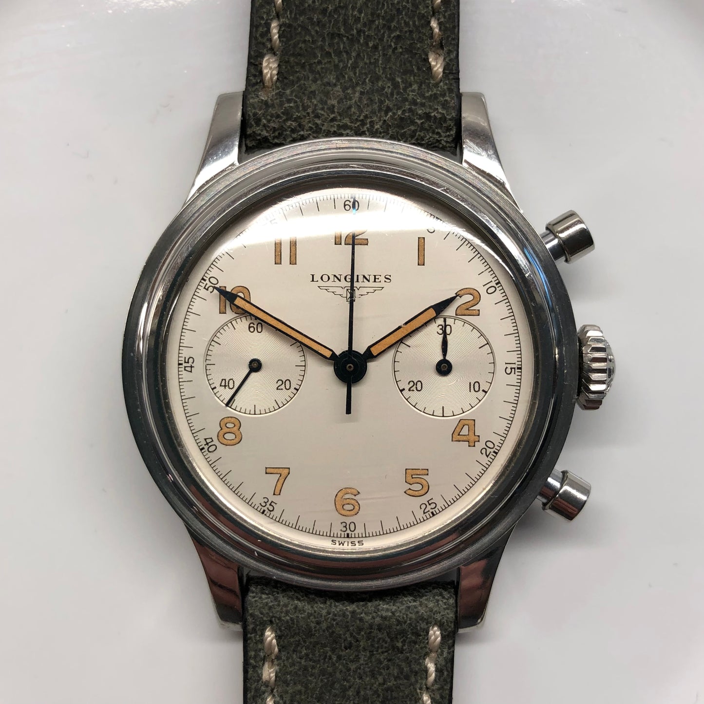 1960 Longines 6474 Stainless Steel 30CH Chronograph Telephone Dial Vintage Wristwatch with Extract - Hashtag Watch Company