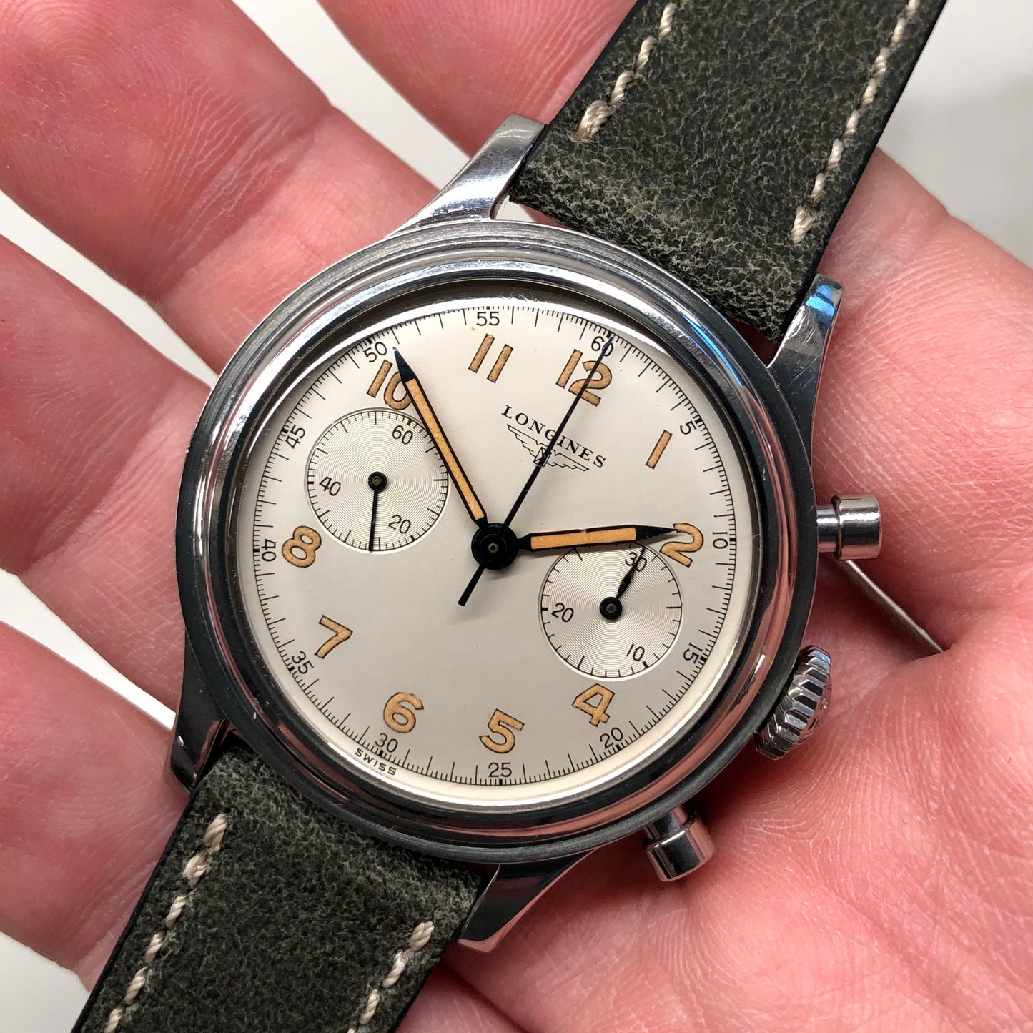 1960 Longines 6474 Stainless Steel 30CH Chronograph Telephone Dial Vintage Wristwatch with Extract - Hashtag Watch Company