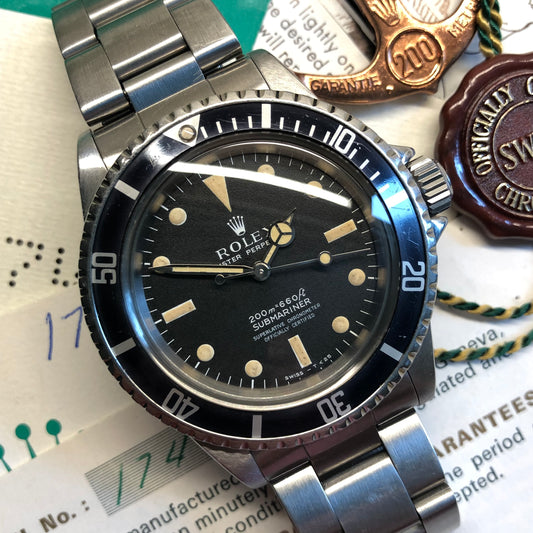 1967 Rolex Submariner 5512 Meters First Steel Wristwatch with Box Papers - Hashtag Watch Company