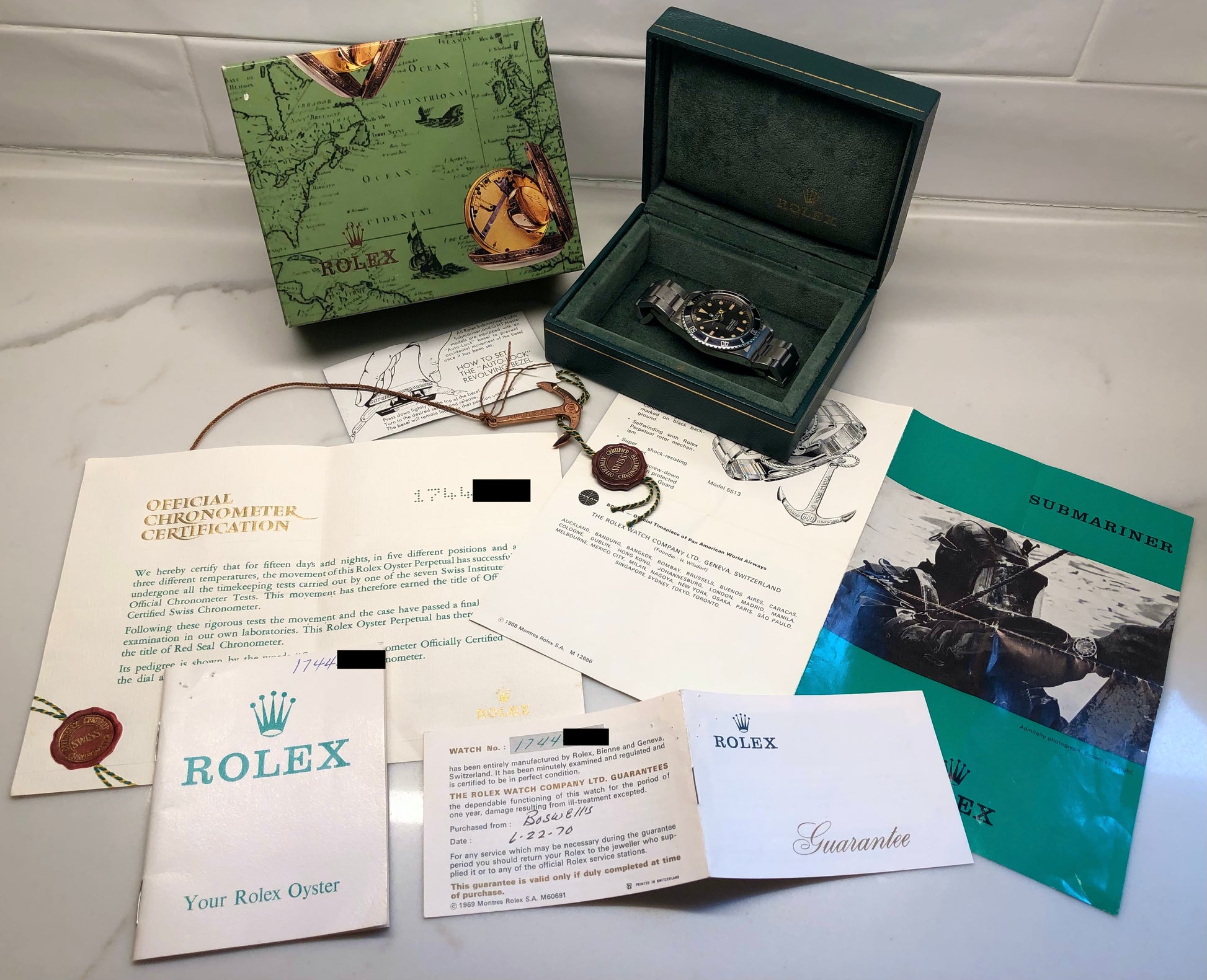 1967 Rolex Submariner 5512 Meters First Steel Wristwatch with Box Papers - Hashtag Watch Company
