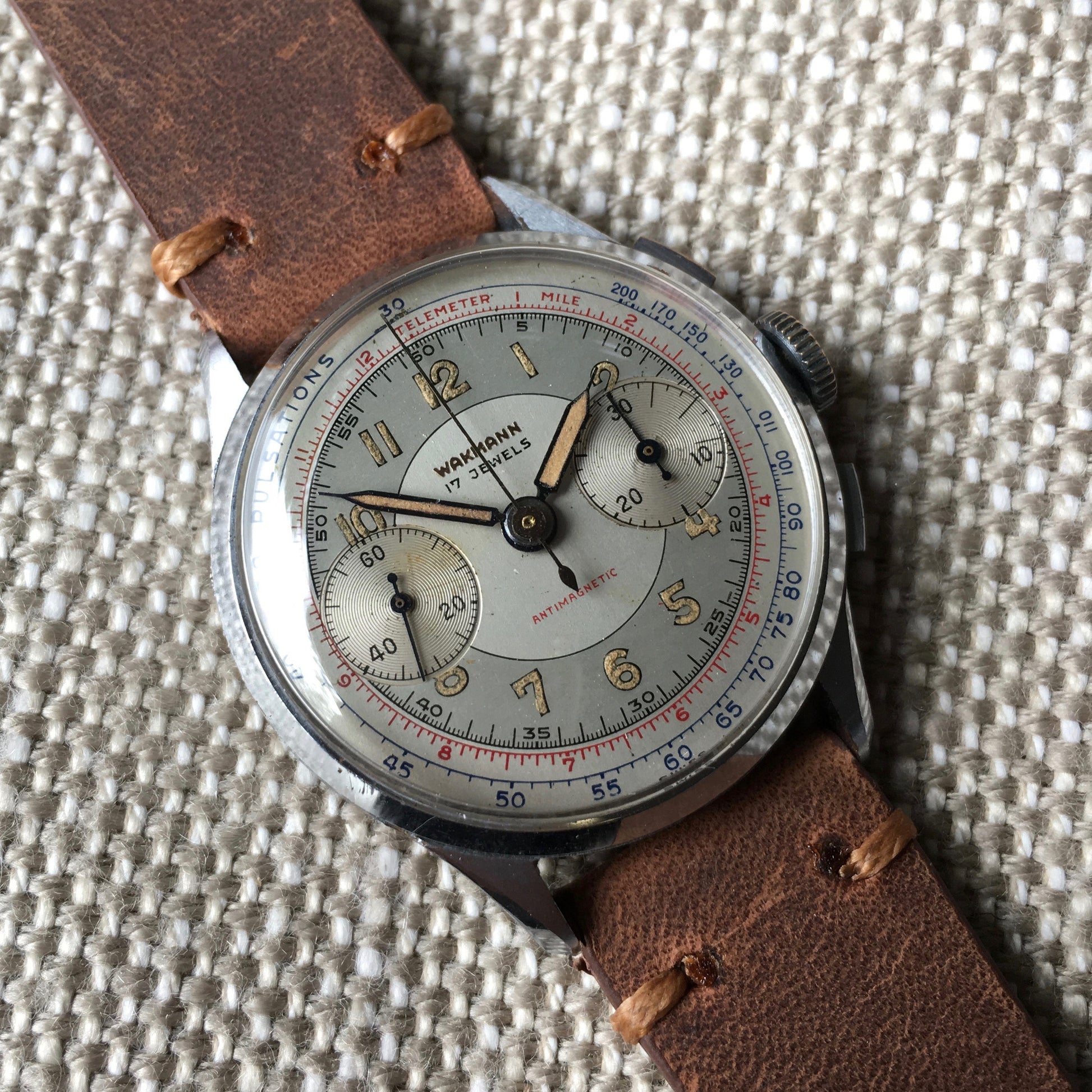 Vintage Wakmann Antimagnetic Pulsations Landeron 48 Chronograph Wristwatch - Hashtag Watch Company