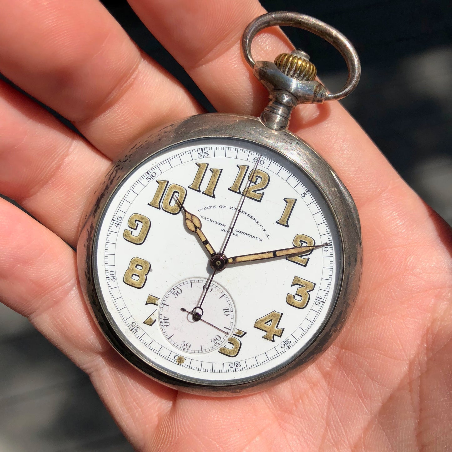 Vacheron & Constantin Military Chronograph WWI Army Corps of Engineers Silver Pocket Watch - Hashtag Watch Company