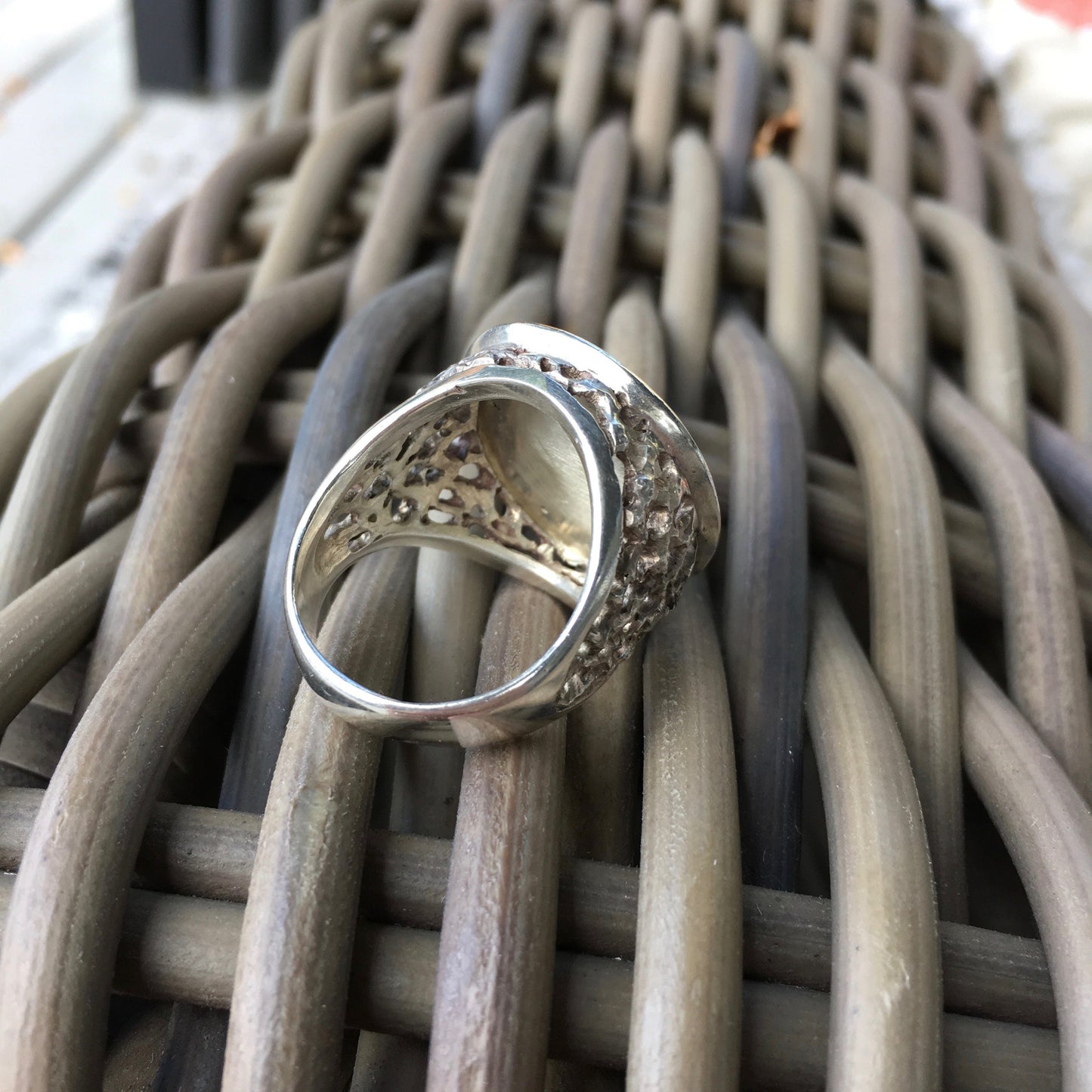 Vintage Antique Silver Signet Coat of Arms Crest Blue Enamel Ring - Hashtag Watch Company