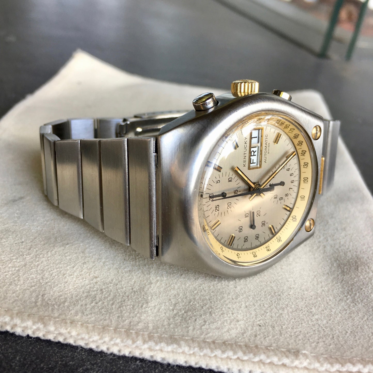 Vintage Heuer Kentucky 750.705 Steel Gold Automatic Valjoux 7750 Chronograph Watch - Hashtag Watch Company