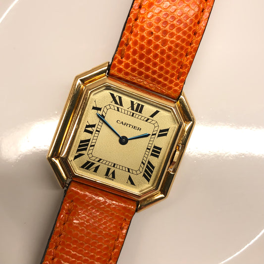 Cartier Ceinture Automatique Jumbo 18K Yellow Gold Paris Leather Vintage 31mm Wristwatch - Hashtag Watch Company